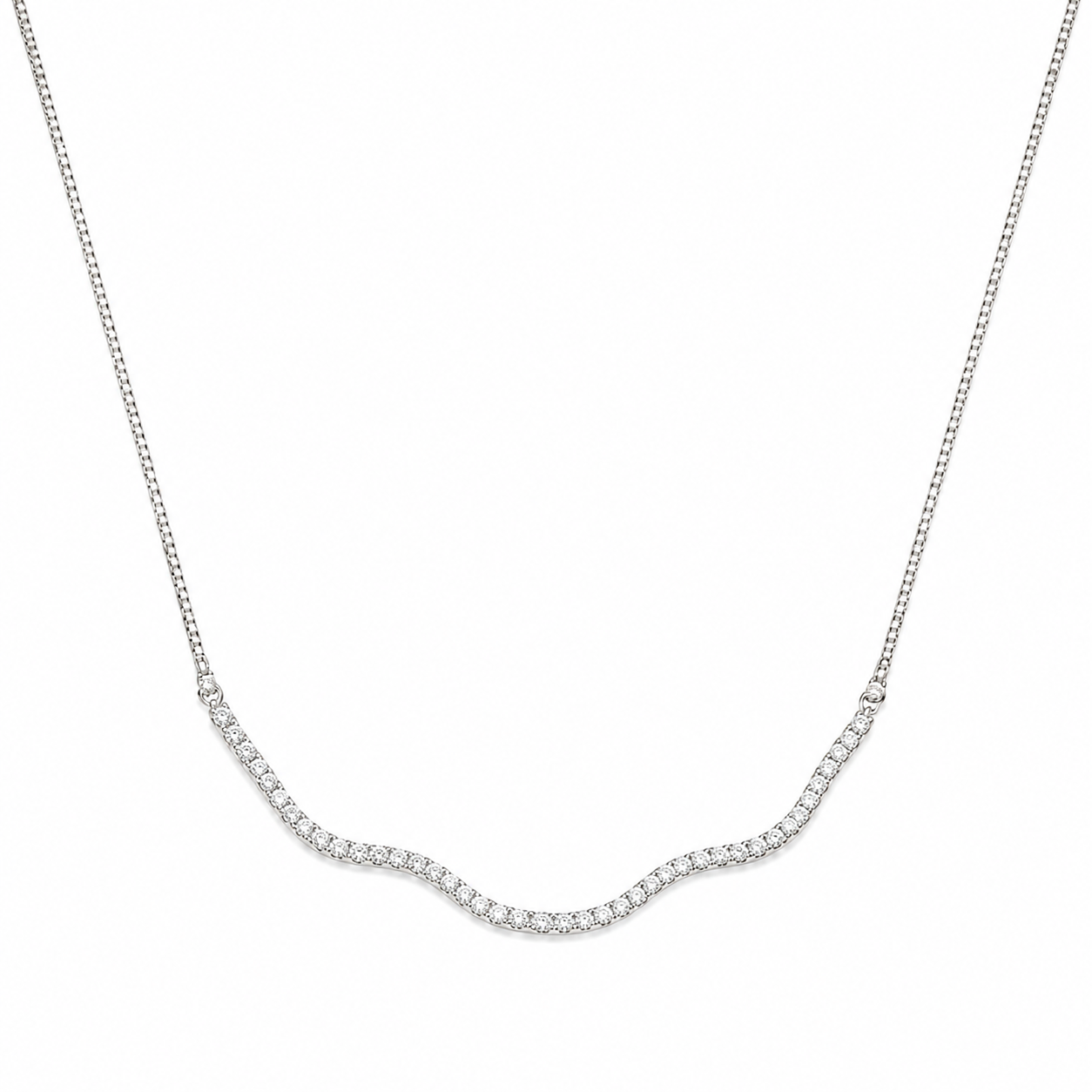 Collana Ondulata con Zirconi in Acciaio Argento