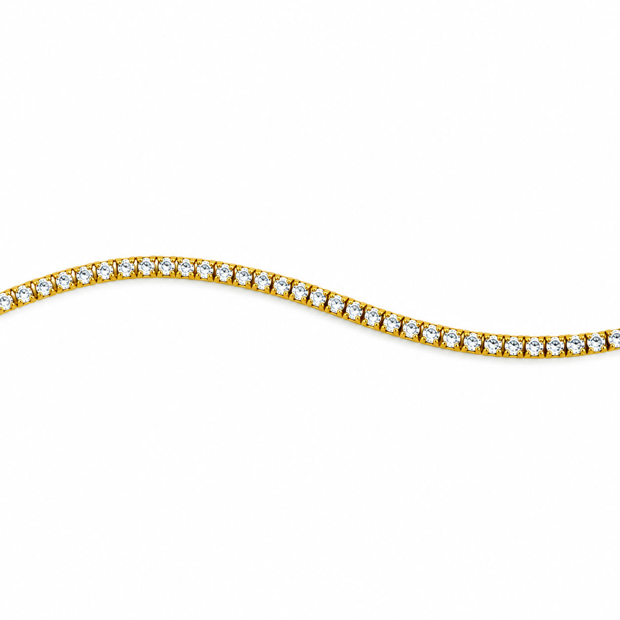 Cavigliera Tennis in Argento Dorato con Zirconi