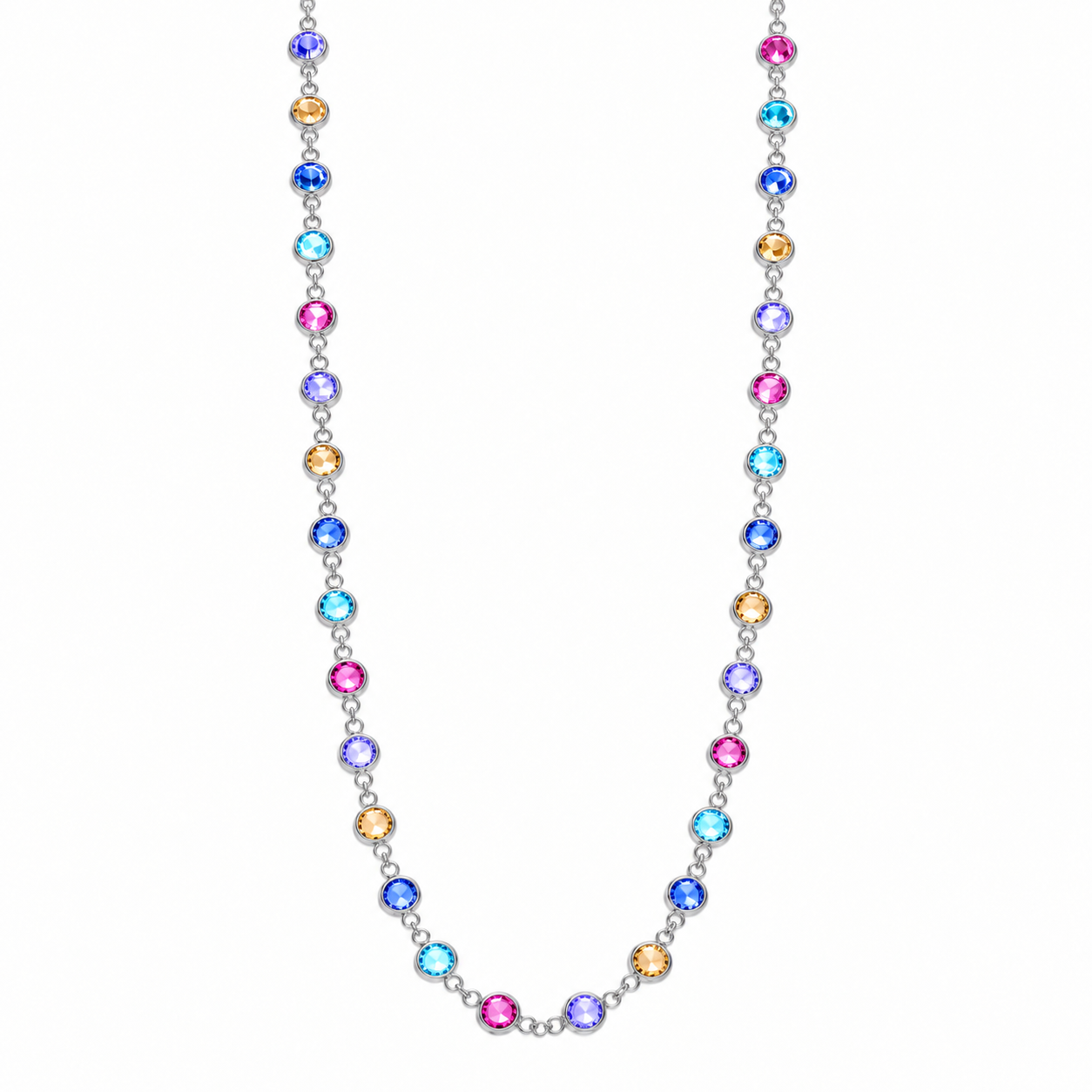 Collana in Argento con Zirconi Multicolor