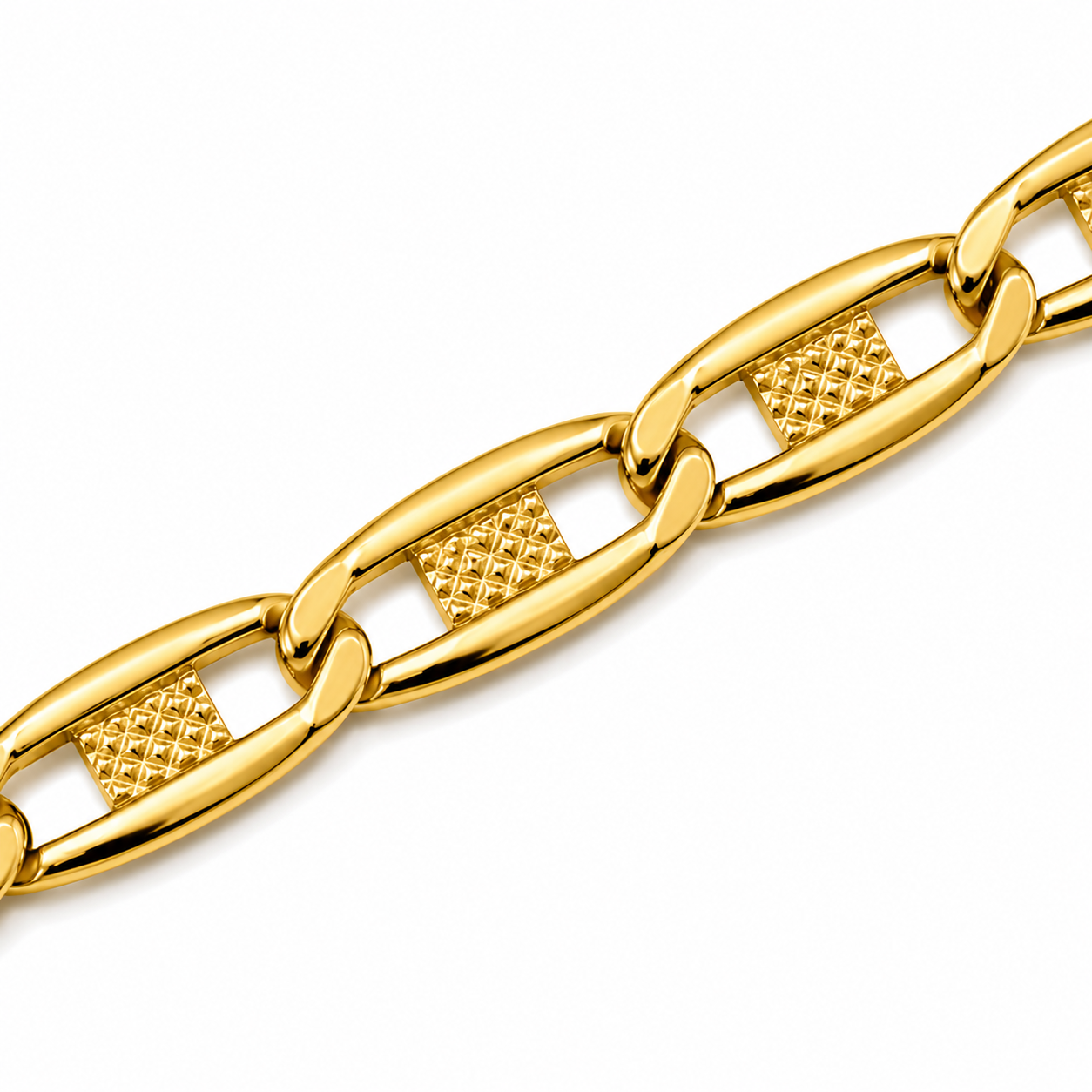 Collana Catena a Maglia Rettangolare in Oro Giallo