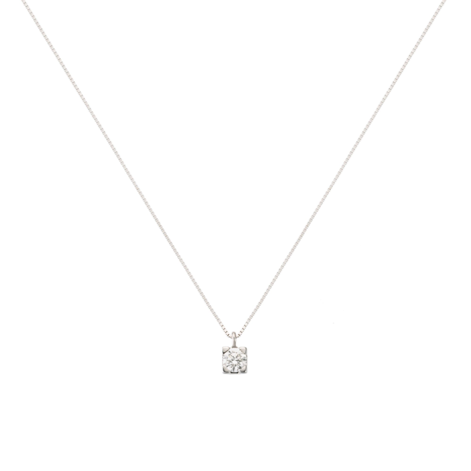 Girocollo in oro bianco con diamante naturale - Diamanti & Co