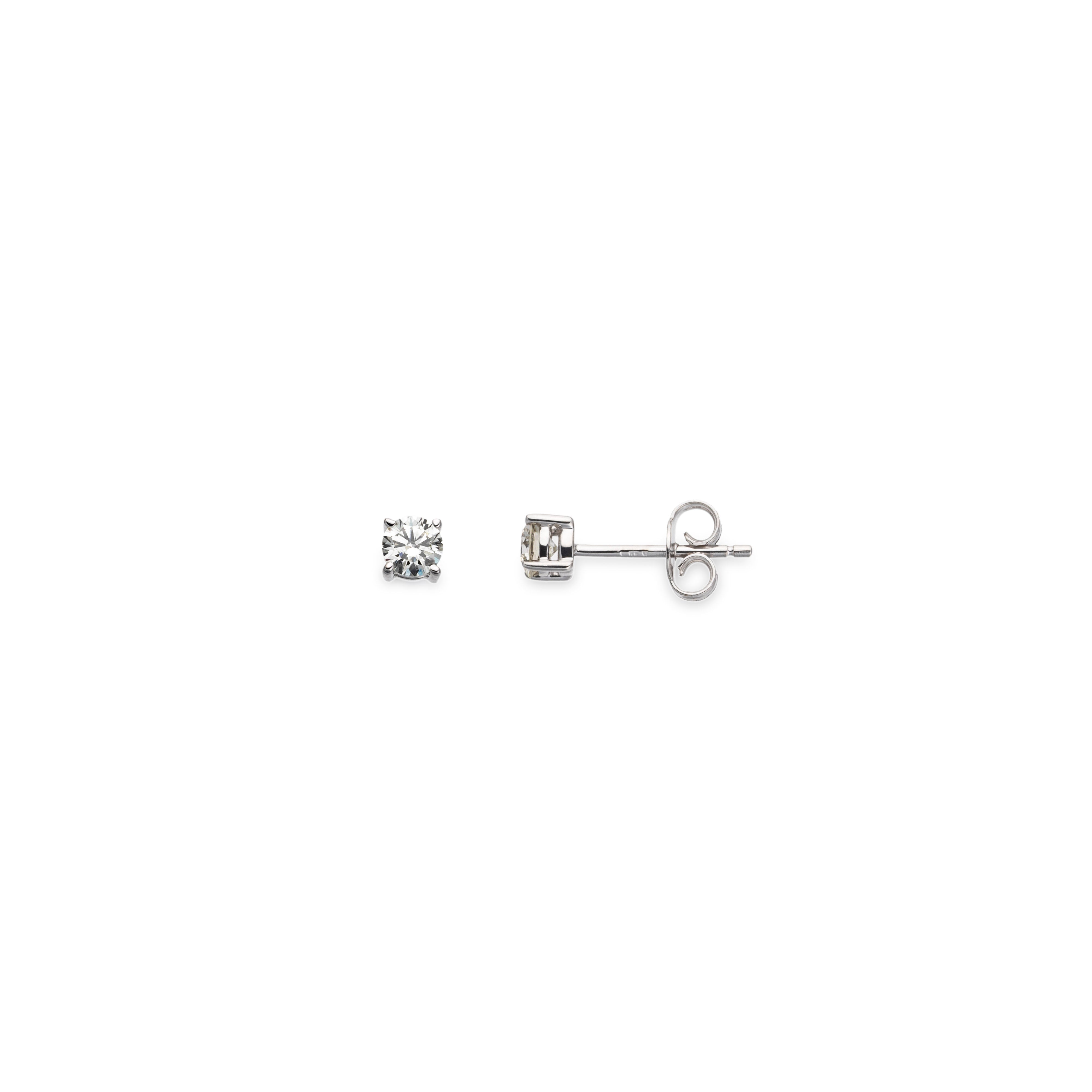 Orecchini lobo in oro bianco con diamanti naturali