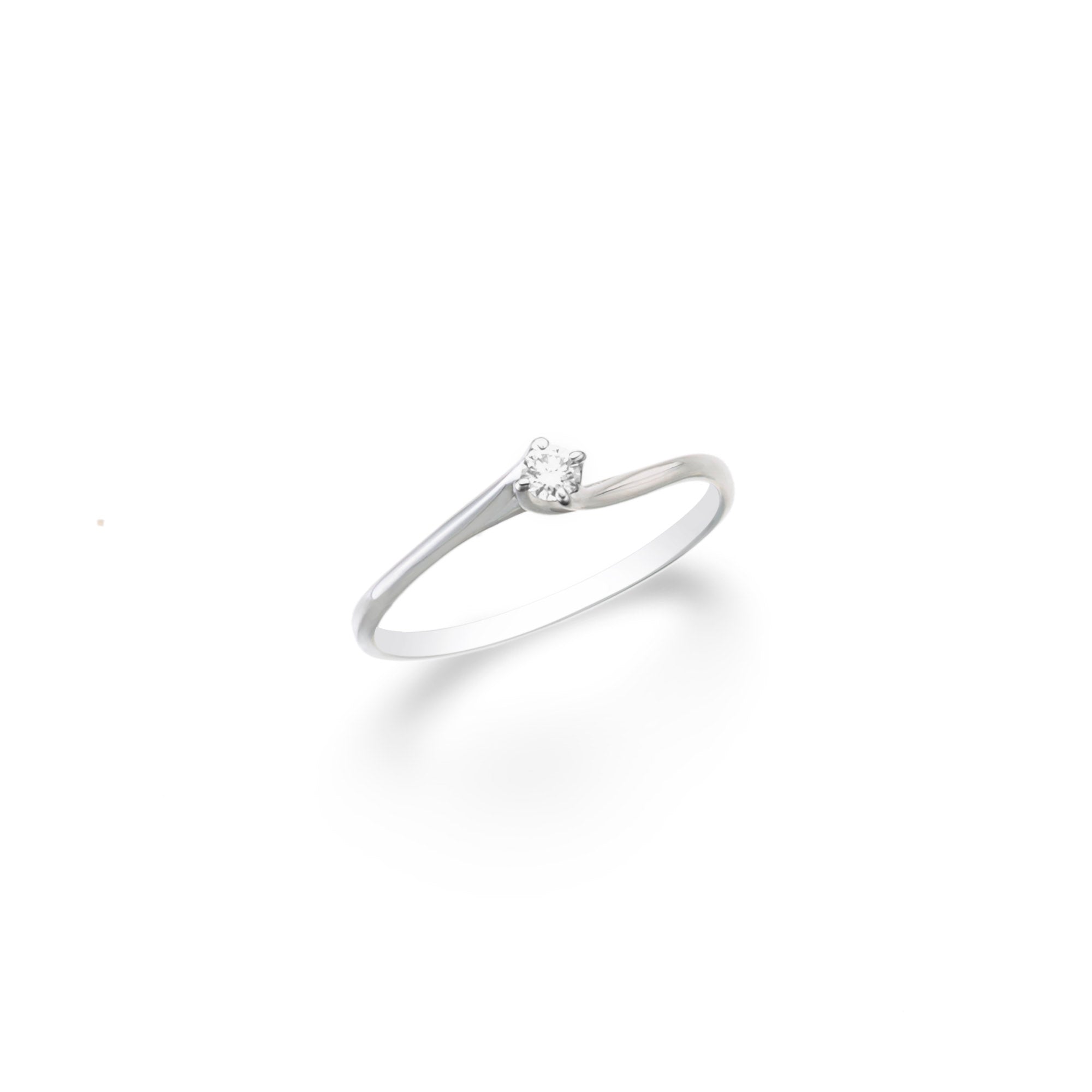 Anello in oro bianco con diamante naturale