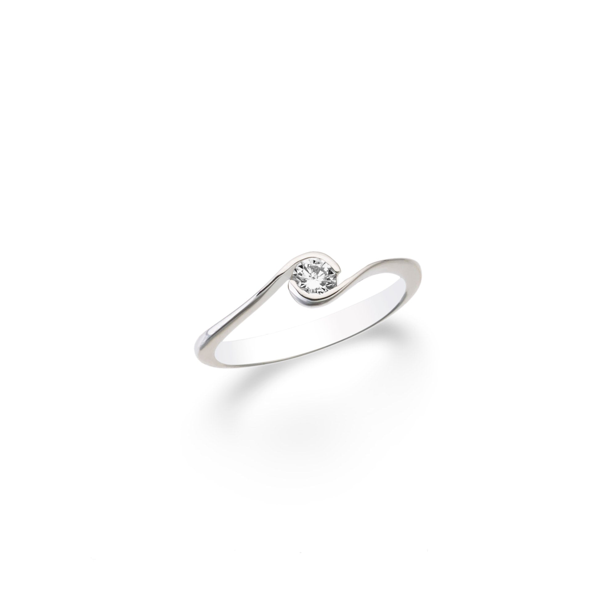 Anello in oro bianco con diamante naturale