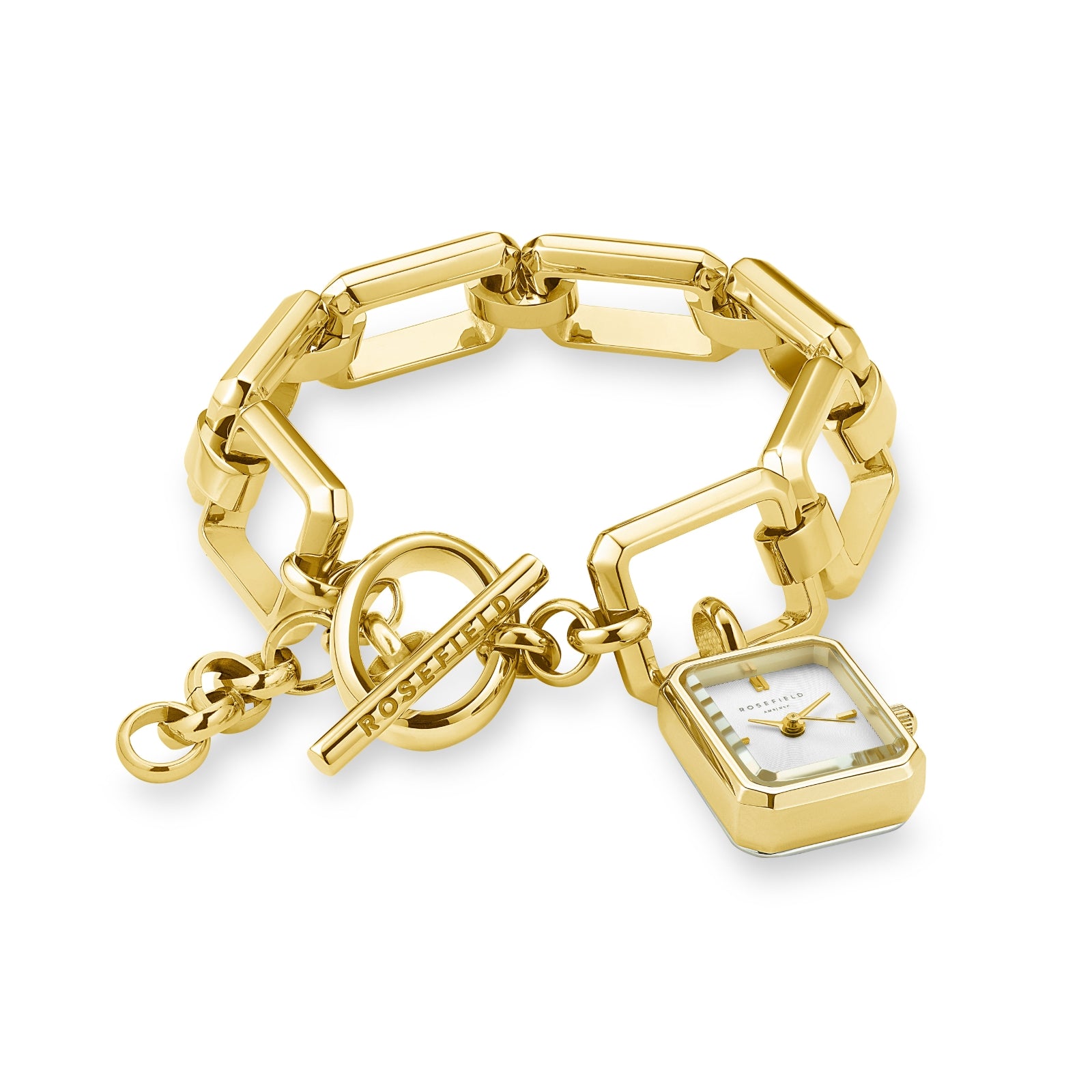 Orologio Rosefield octagon charm chain oro
