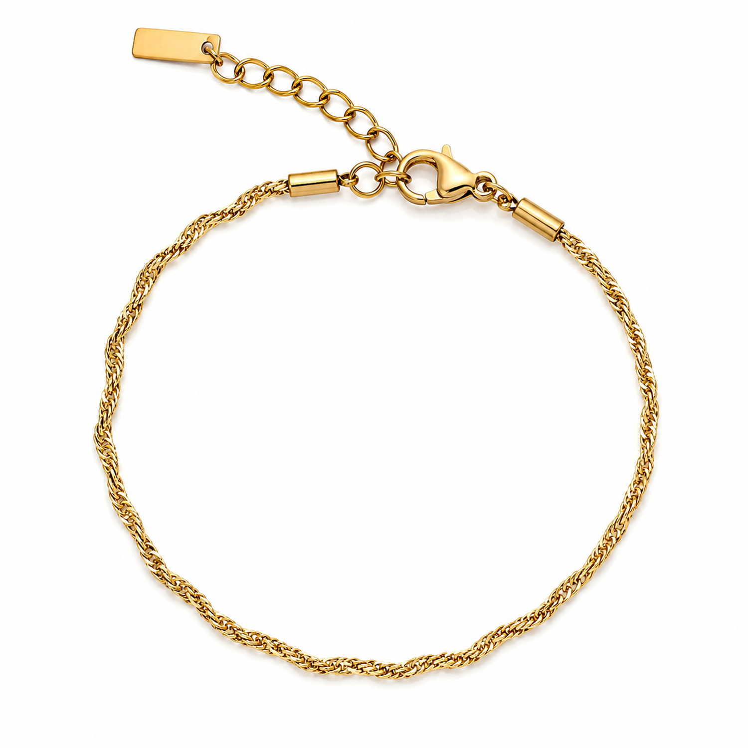 Bracciale in Acciaio Dorato con Catena Intrecciata