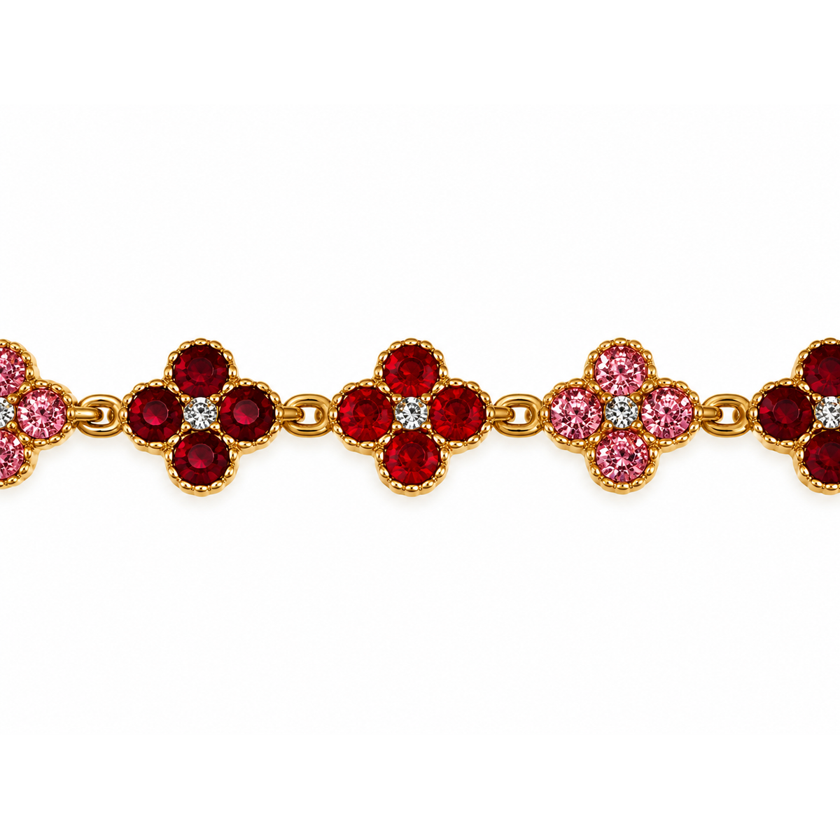 Bracciale Flower Ruby – Fiori Rossi e Rosa