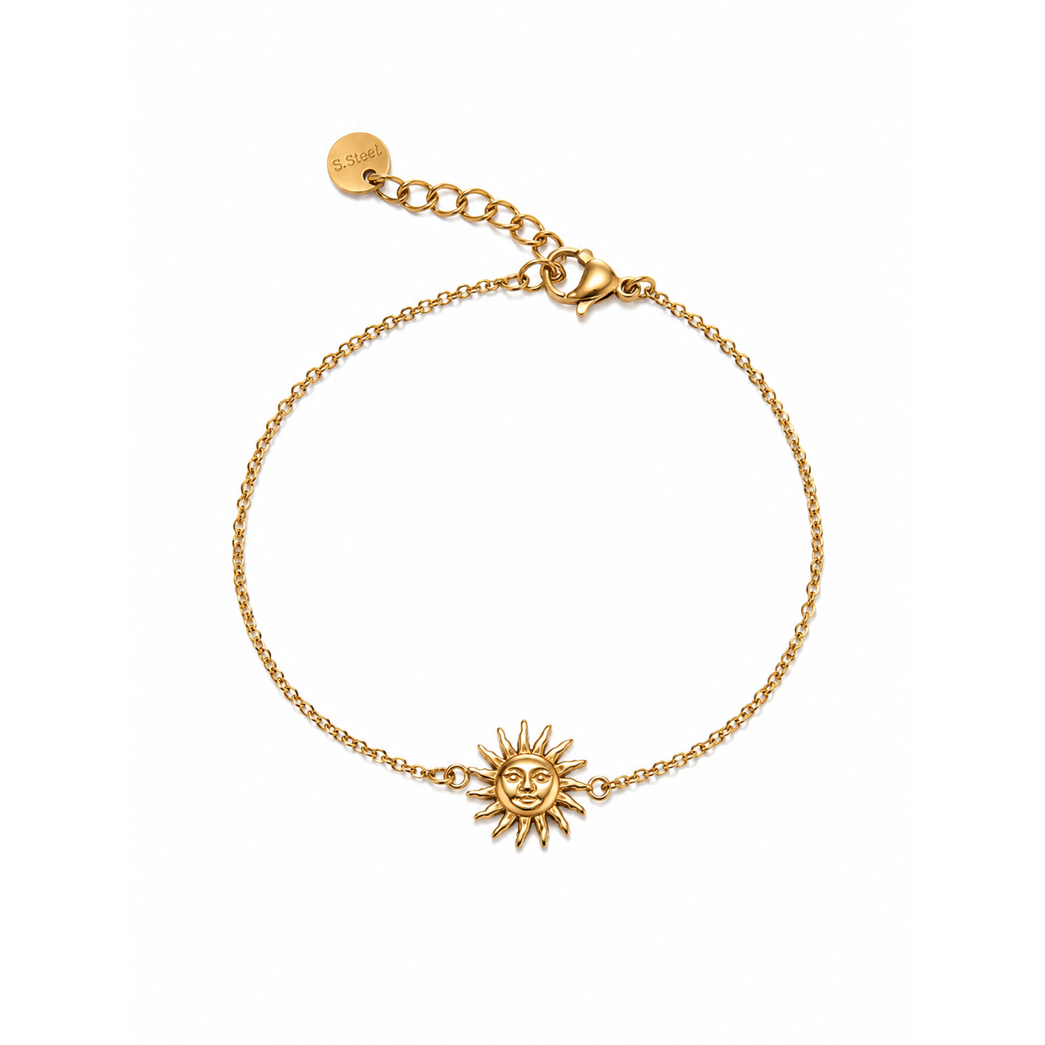 Bracciale in Acciaio Dorato con Sole