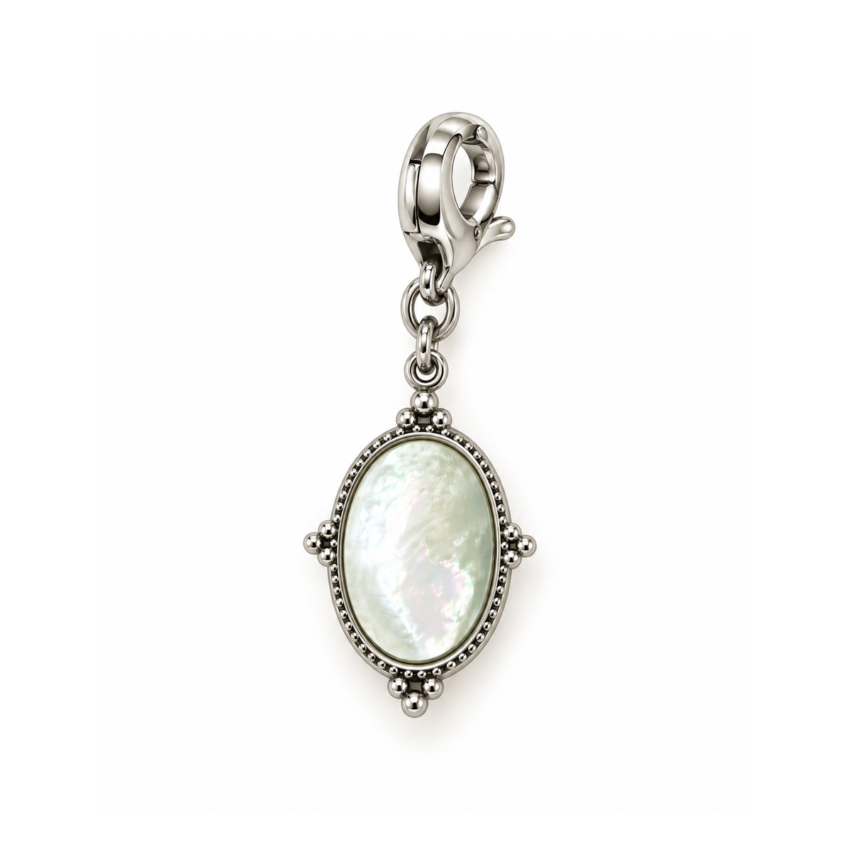 Charm Specchio Ovale in Acciaio Argentato