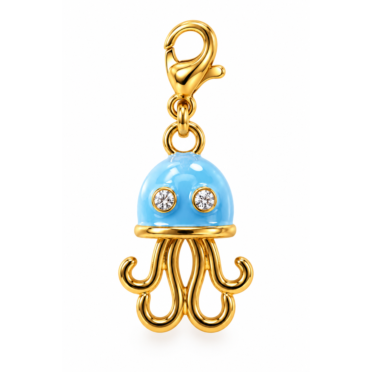 Charm Medusa Azzurra in Acciaio Dorato