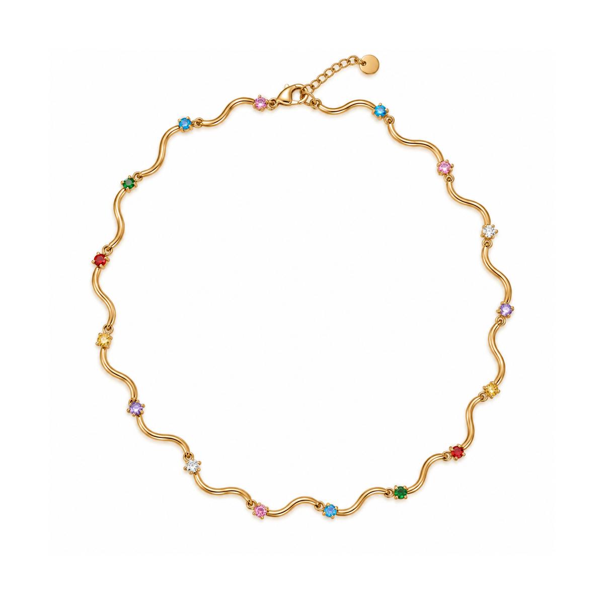 Collana Rainbow Waves in Acciaio – Cristalli Multicolor