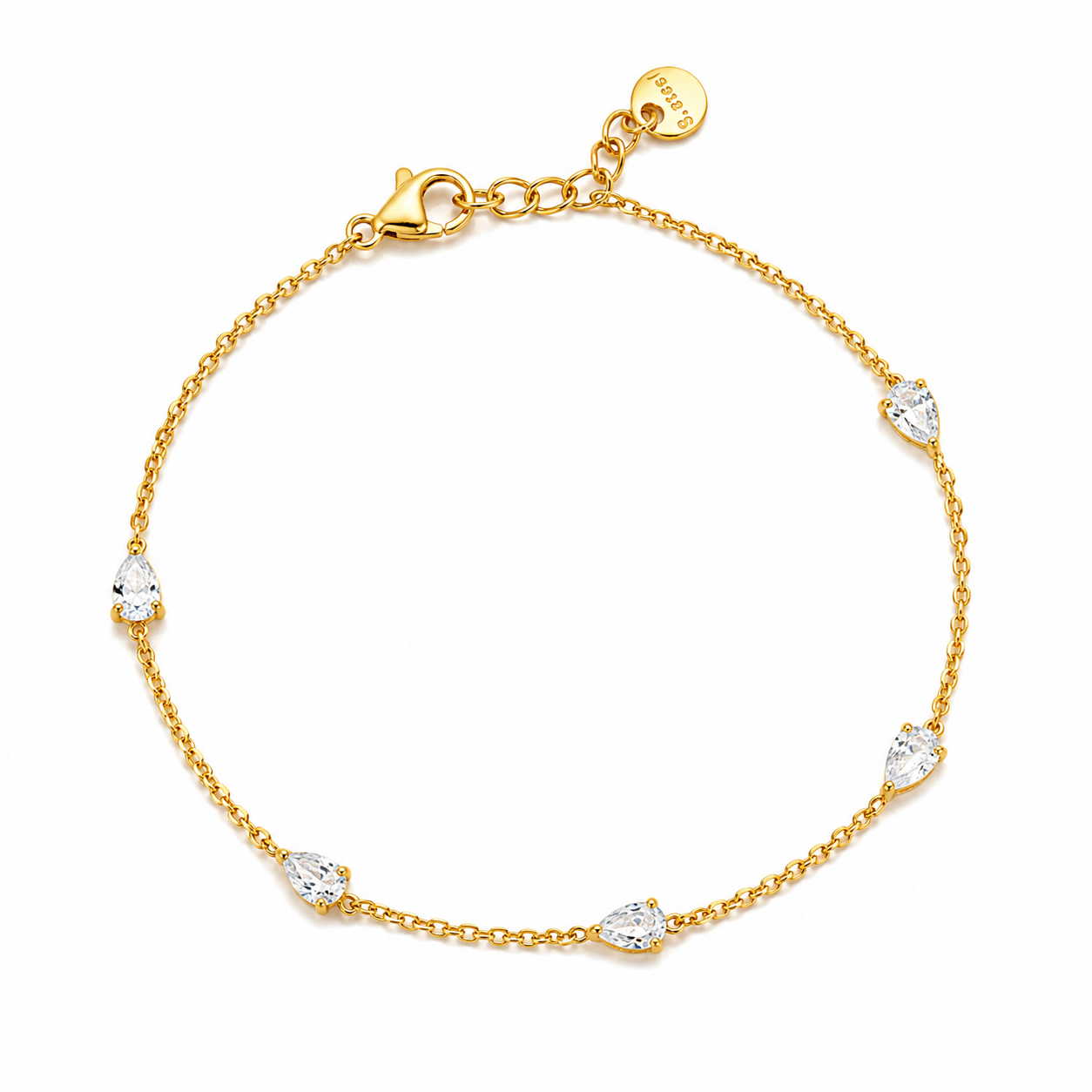 Bracciale in Acciaio Color Oro con Cristalli a Goccia