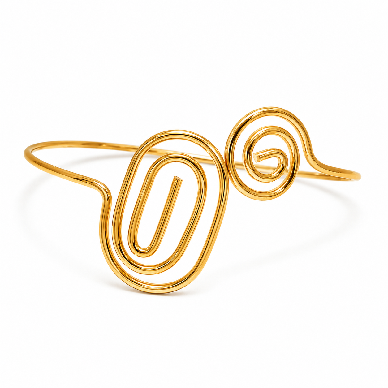 Bracciale da Braccio Rigido in Acciaio Inossidabile Color Oro Design Astratto