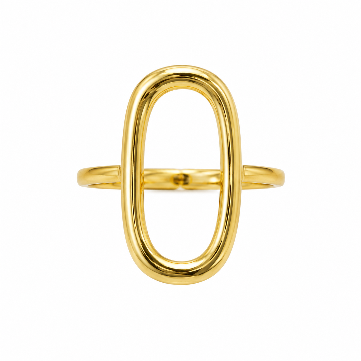 Anello in Acciaio Dorato con Design Ovale Minimal