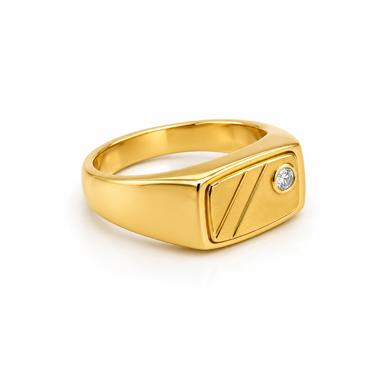 Anello Scudo Chevalier in Oro Giallo 9KT con Zircone