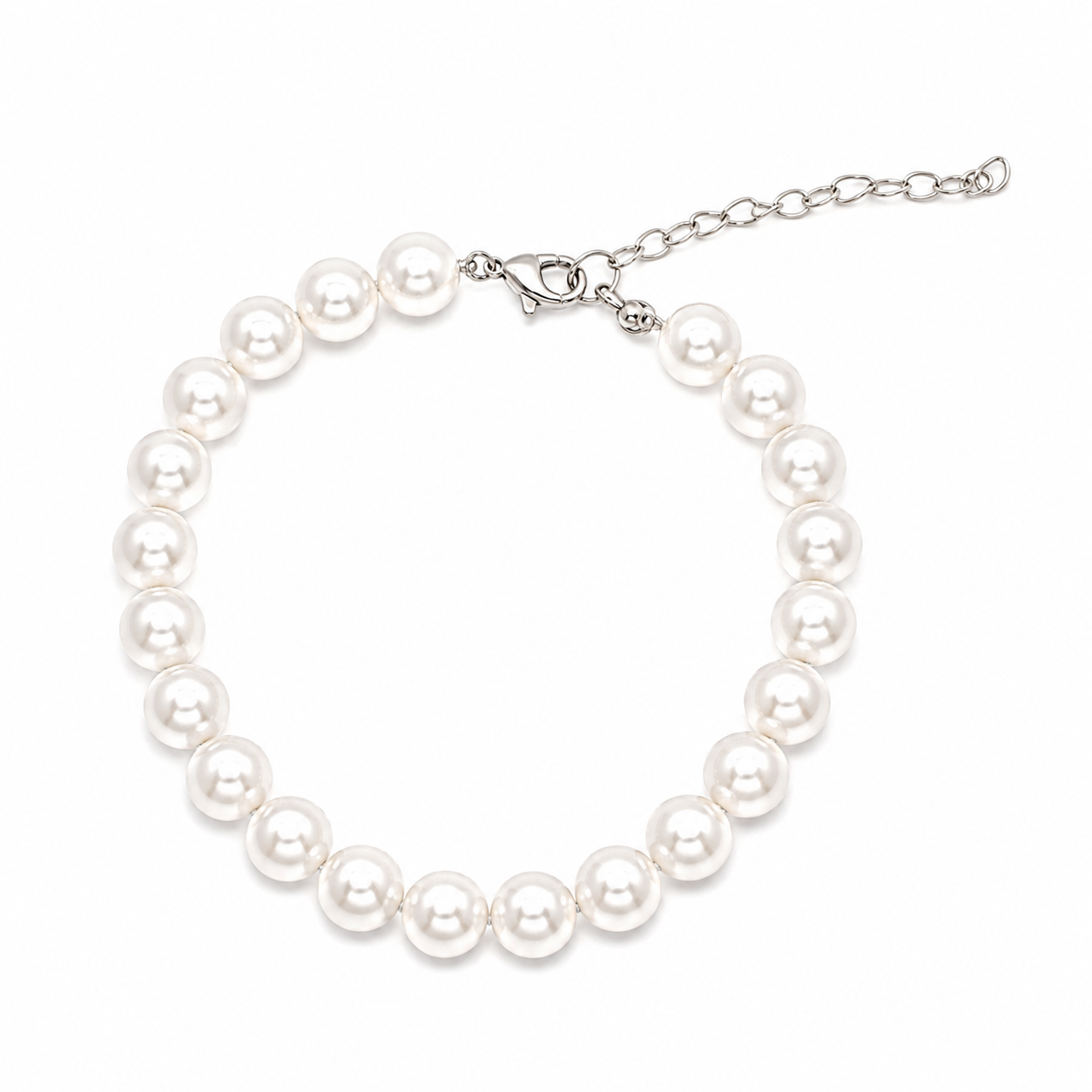 Bracciale di Perle Bianche in Argento