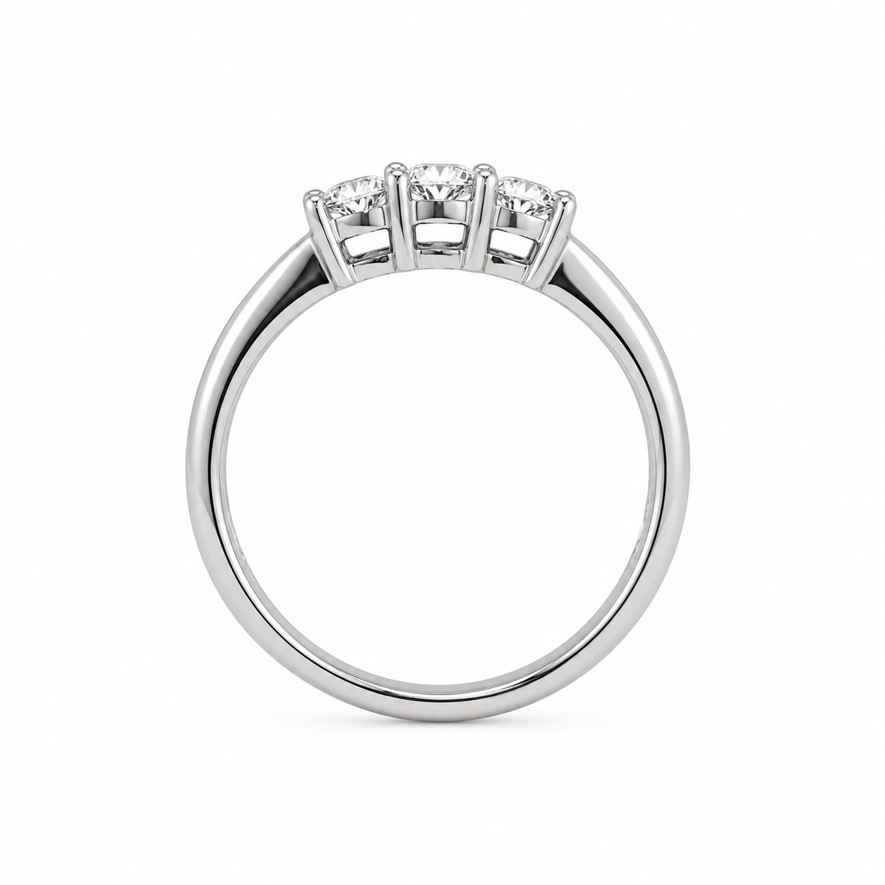 Anello Trilogy in Oro Bianco 9KT con Zirconi Bianchi