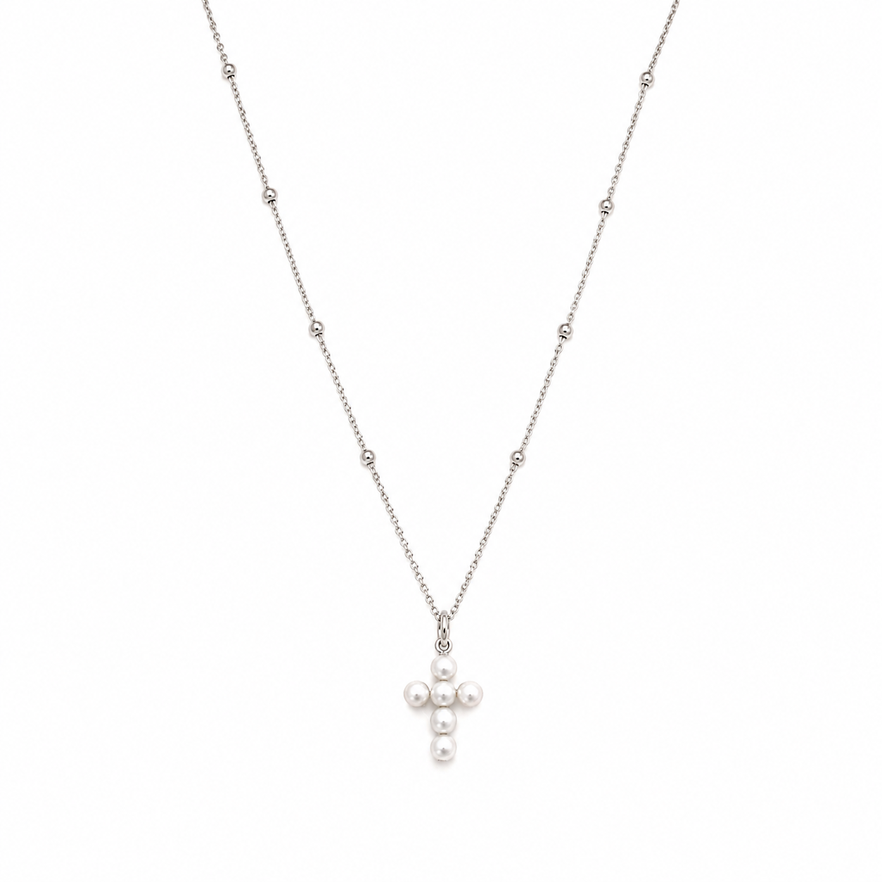 Collana in Argento con Croce di Perle