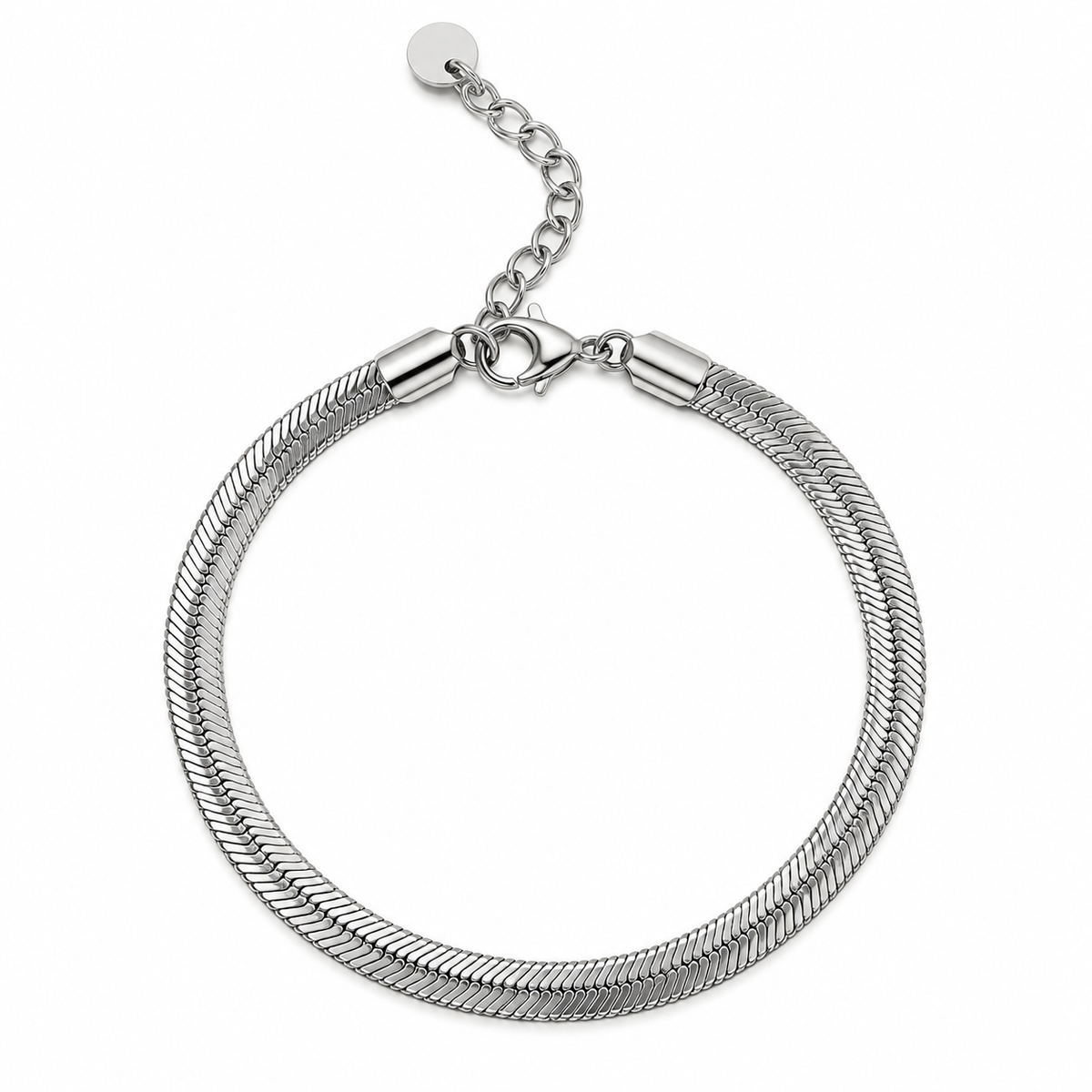 Bracciale in Acciaio Argentato a Maglia Piatta