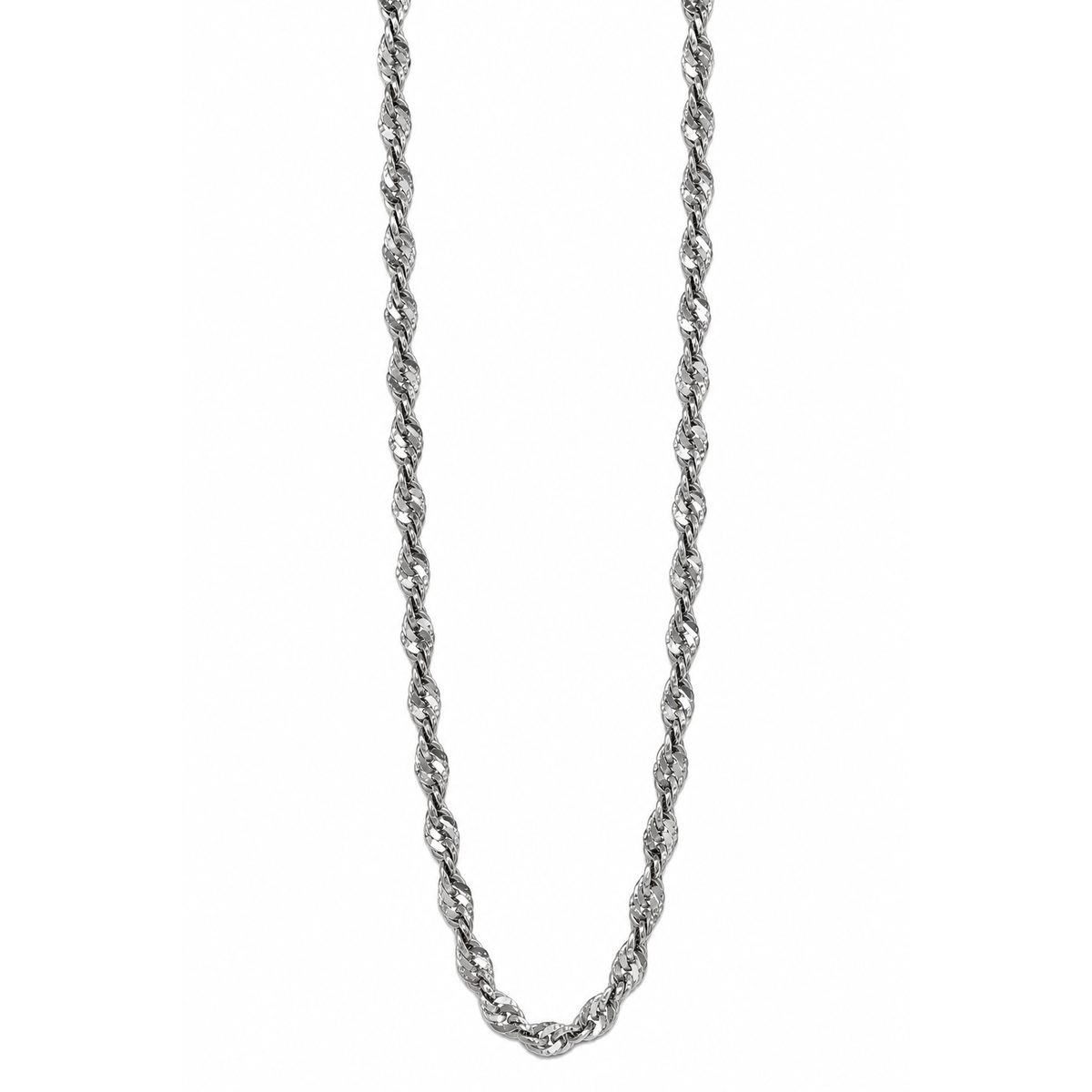 Collana in Acciaio Argentato con Maglie Intrecciate