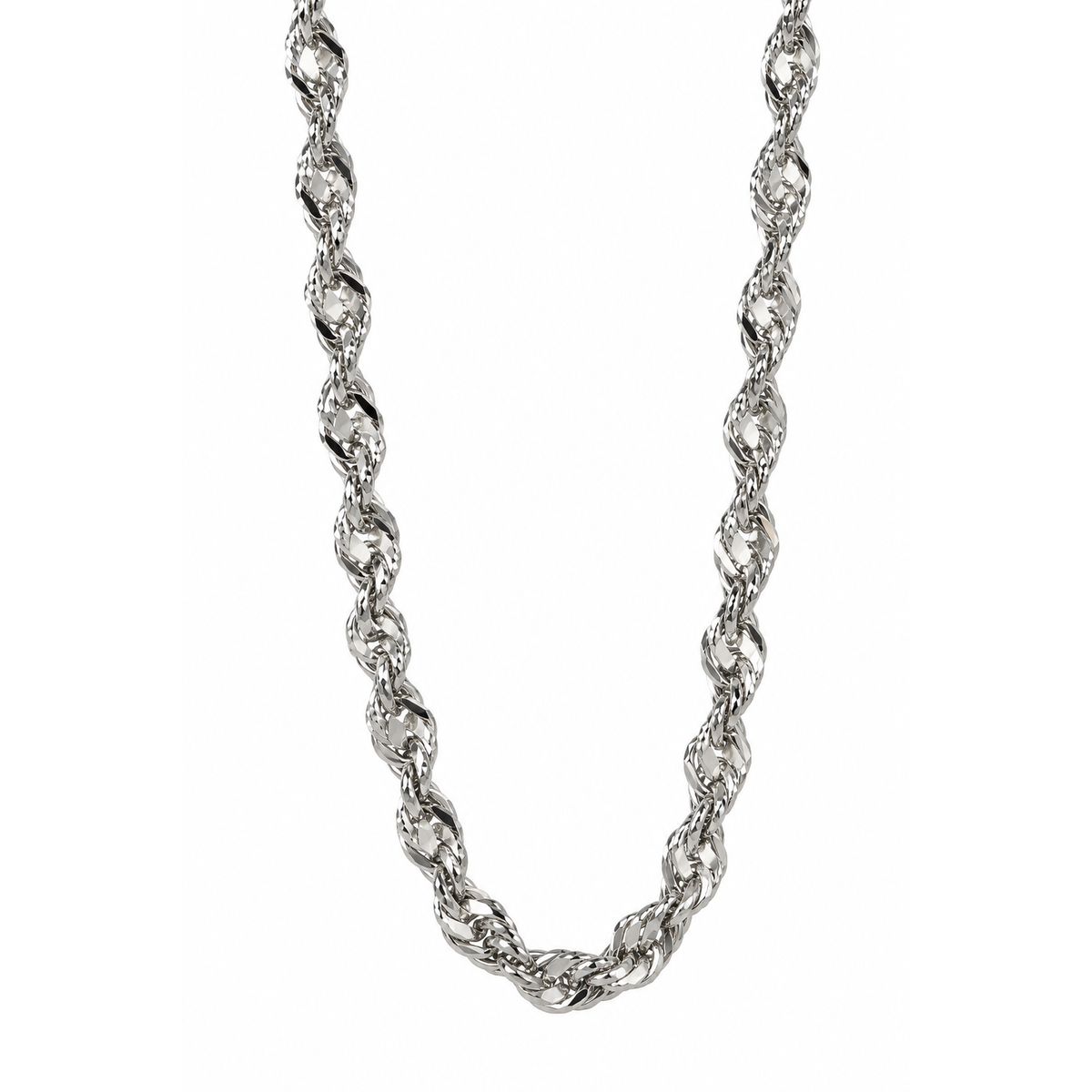 Collana in Acciaio Argentato con Maglie Intrecciate