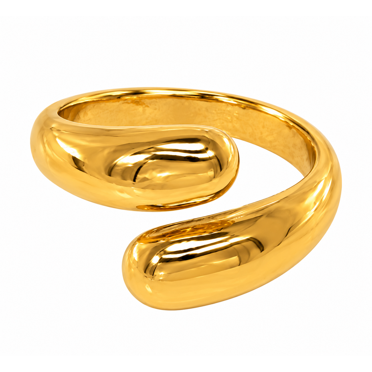 Anello in Acciaio Dorato con Design Incrociato