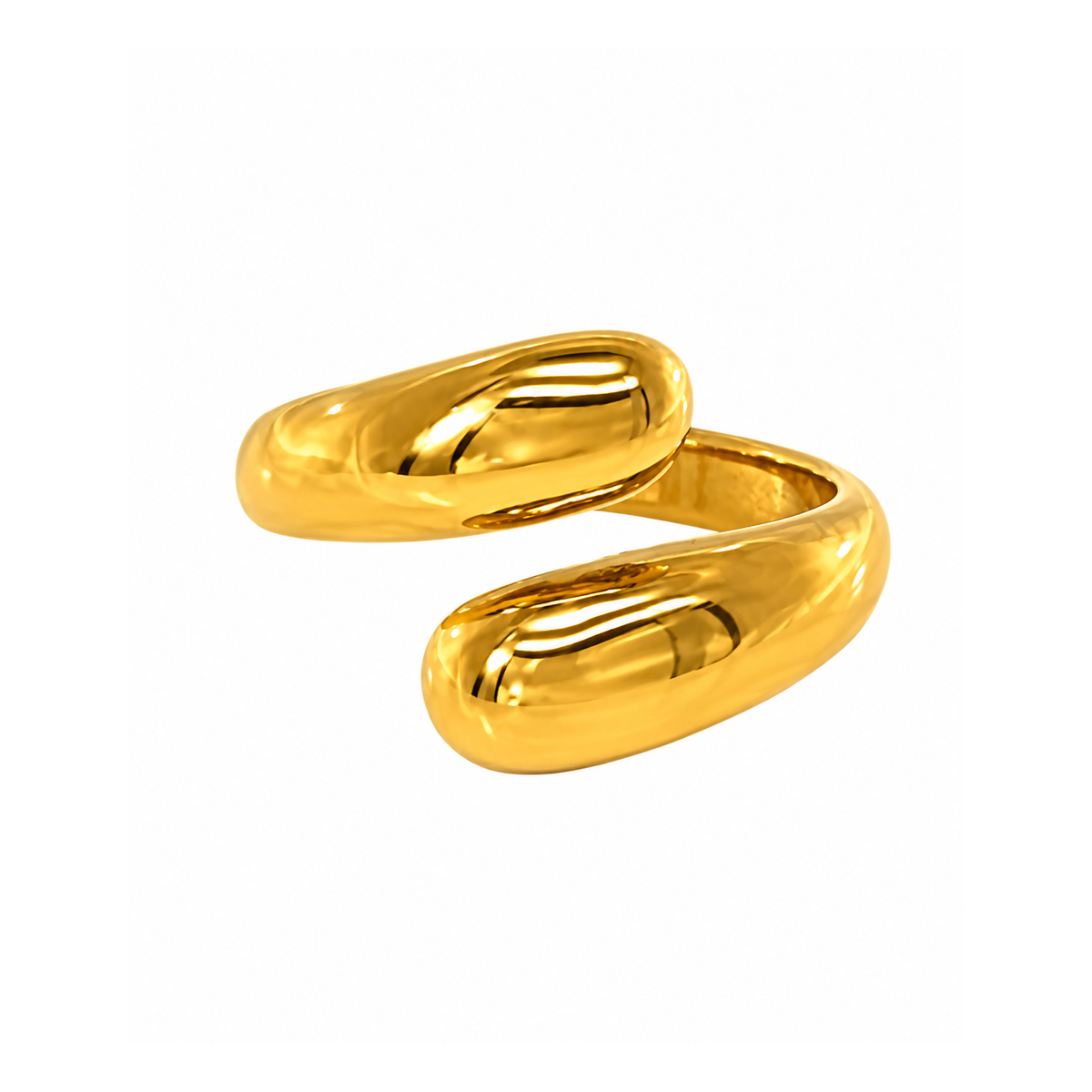 Anello in Acciaio Dorato con Design Incrociato
