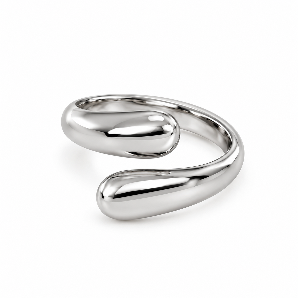 Anello in Acciaio Argentato con Design Incrociato
