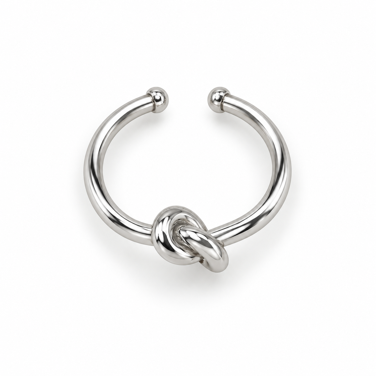 Anello in Acciaio Argentato con Nodo