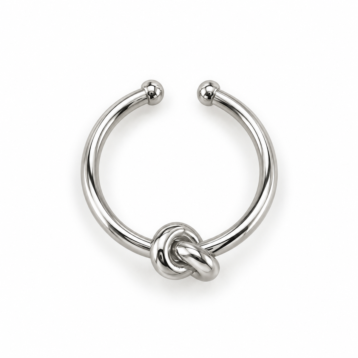 Anello in Acciaio Argentato con Nodo