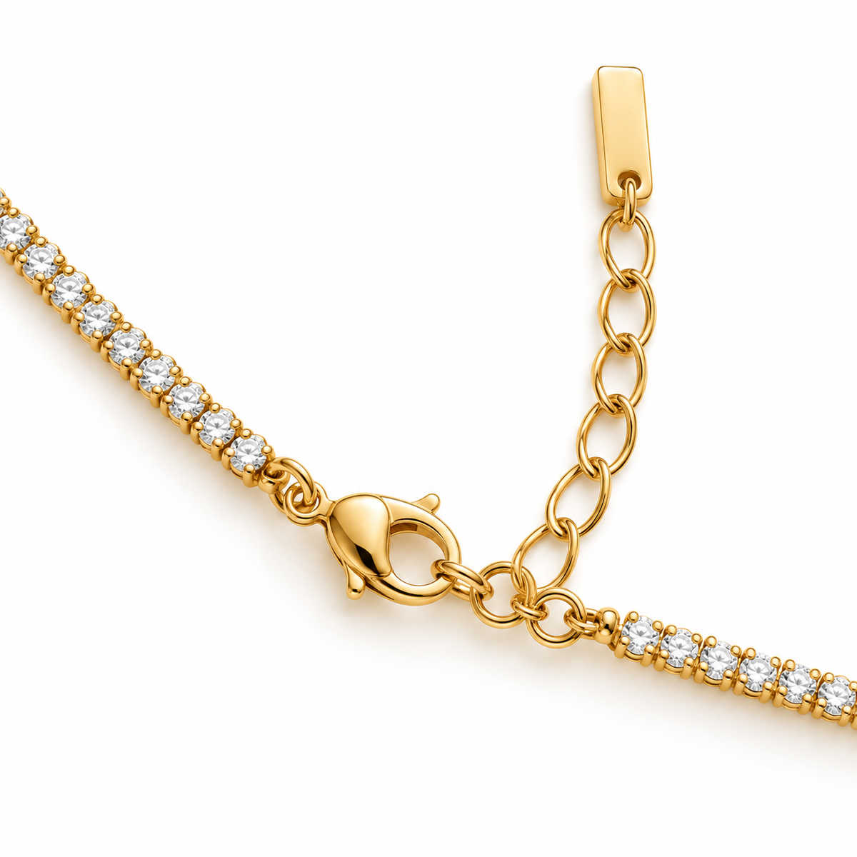 Collana Tennis Dorata con Zirconi Bianchi e Doppio Pendente