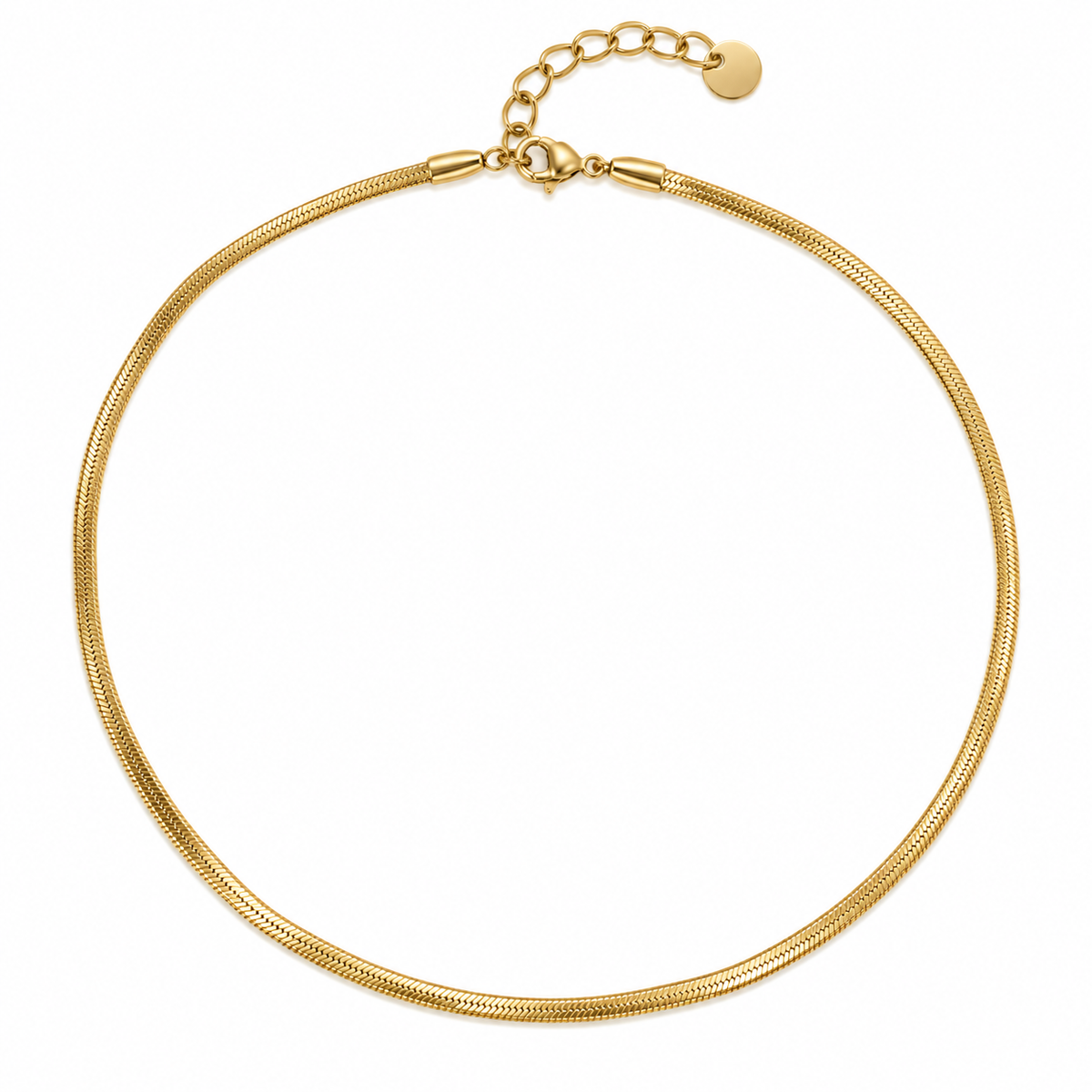 Collana in Acciaio Dorato a Maglia Piatta