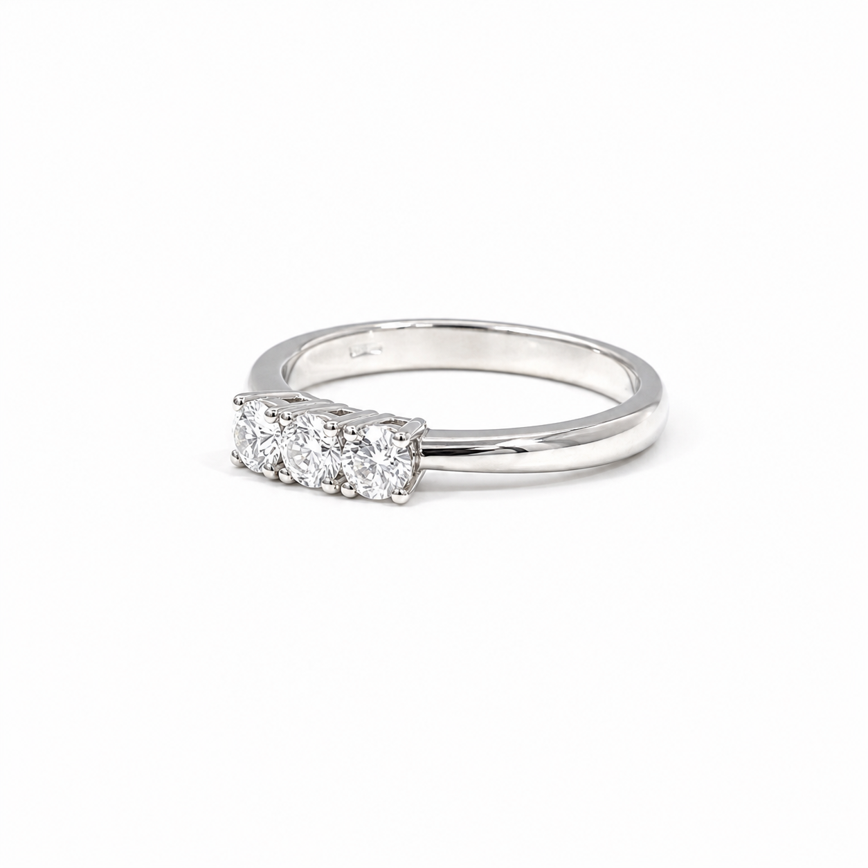 Anello Trilogy in Oro Bianco 9kt con Zirconi Bianchi