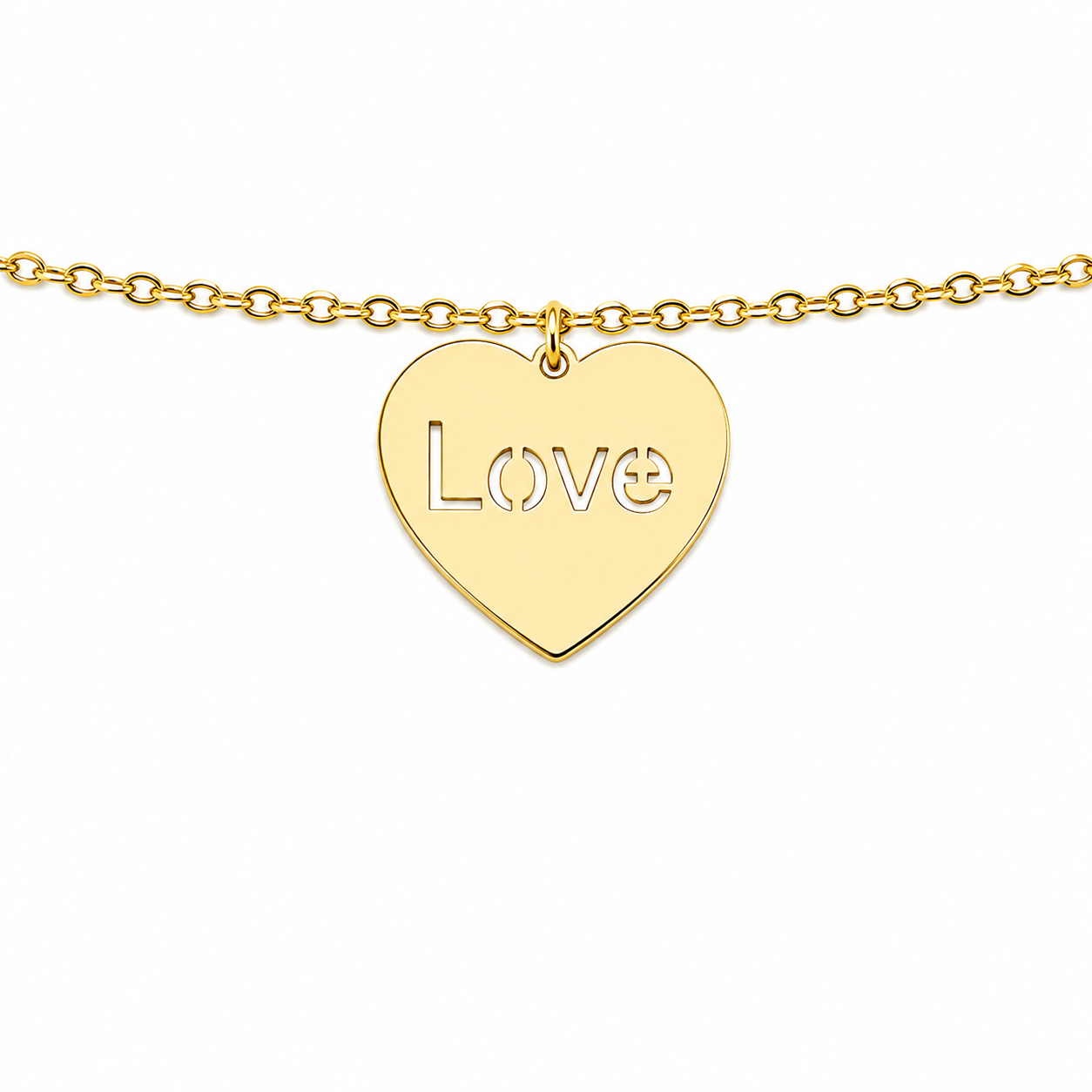 Bracciale Oro Giallo con Cuore Love Pendente