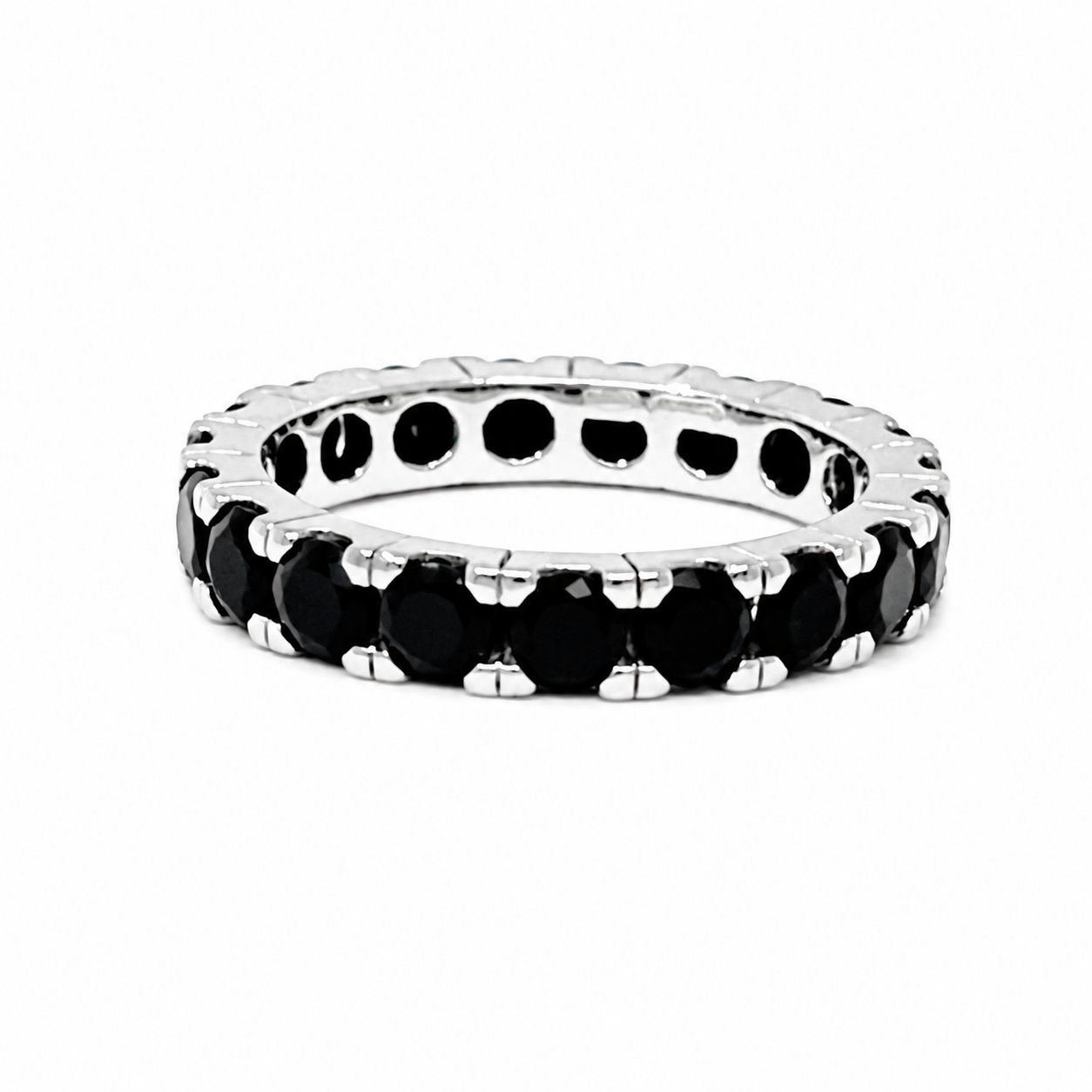 Anello Eternity Argento con Zirconi Neri