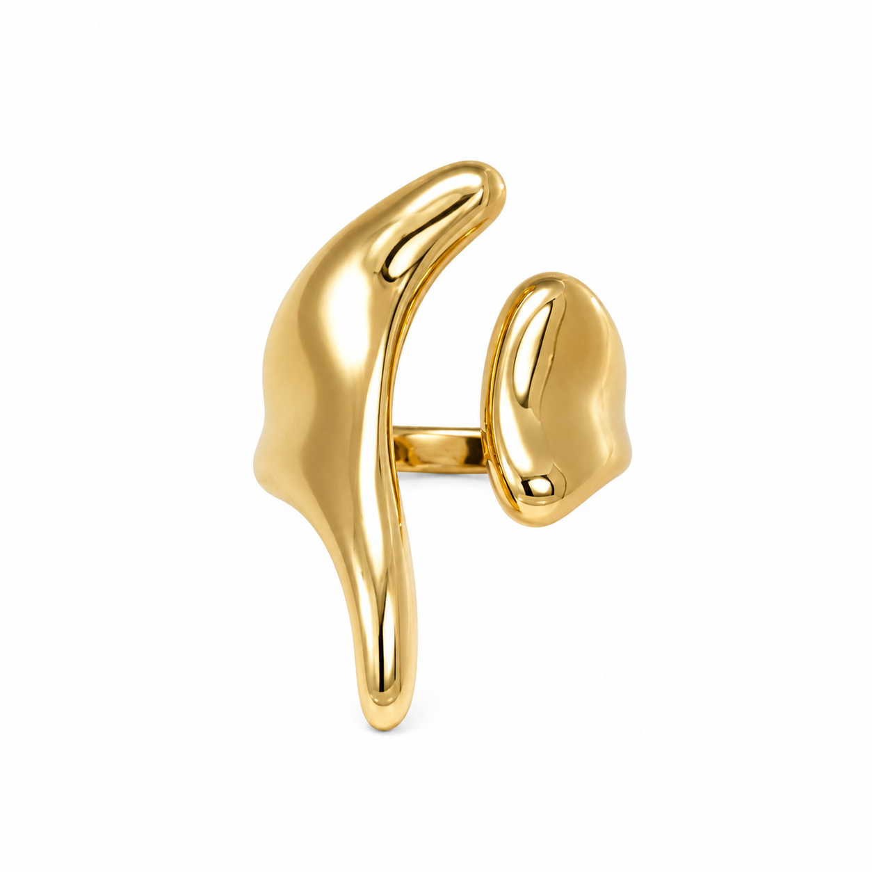 Anello Design Organico in Acciaio Dorato