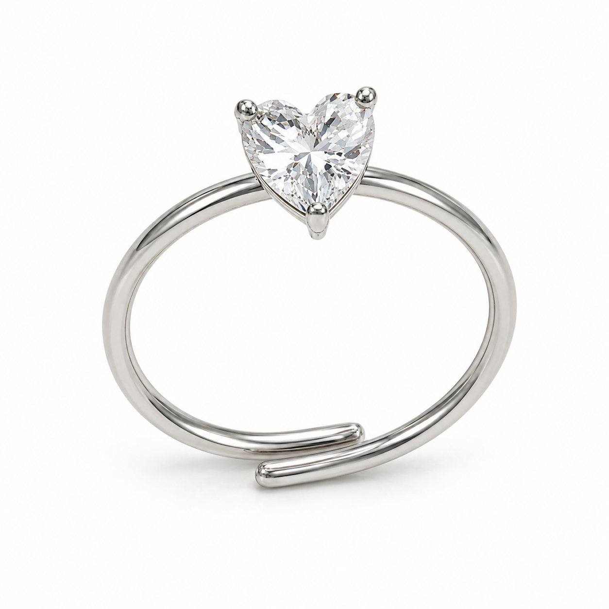 Anello in Acciaio con Zircone a Cuore