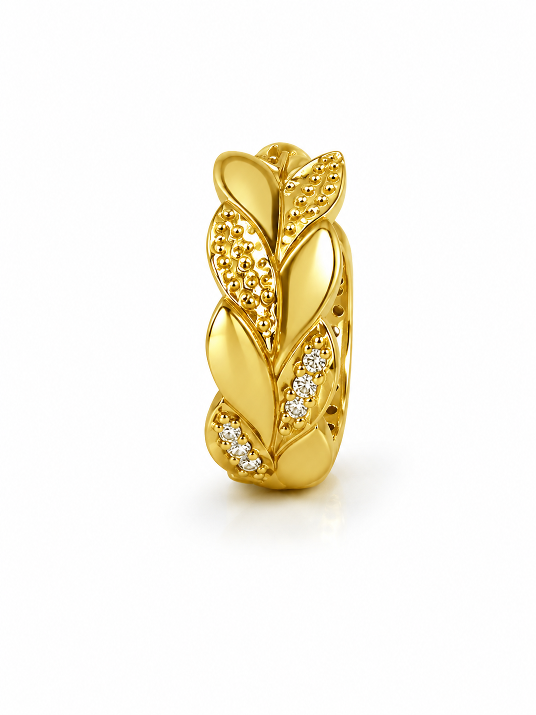 Ear Cuff in Acciaio Dorato con Zirconi
