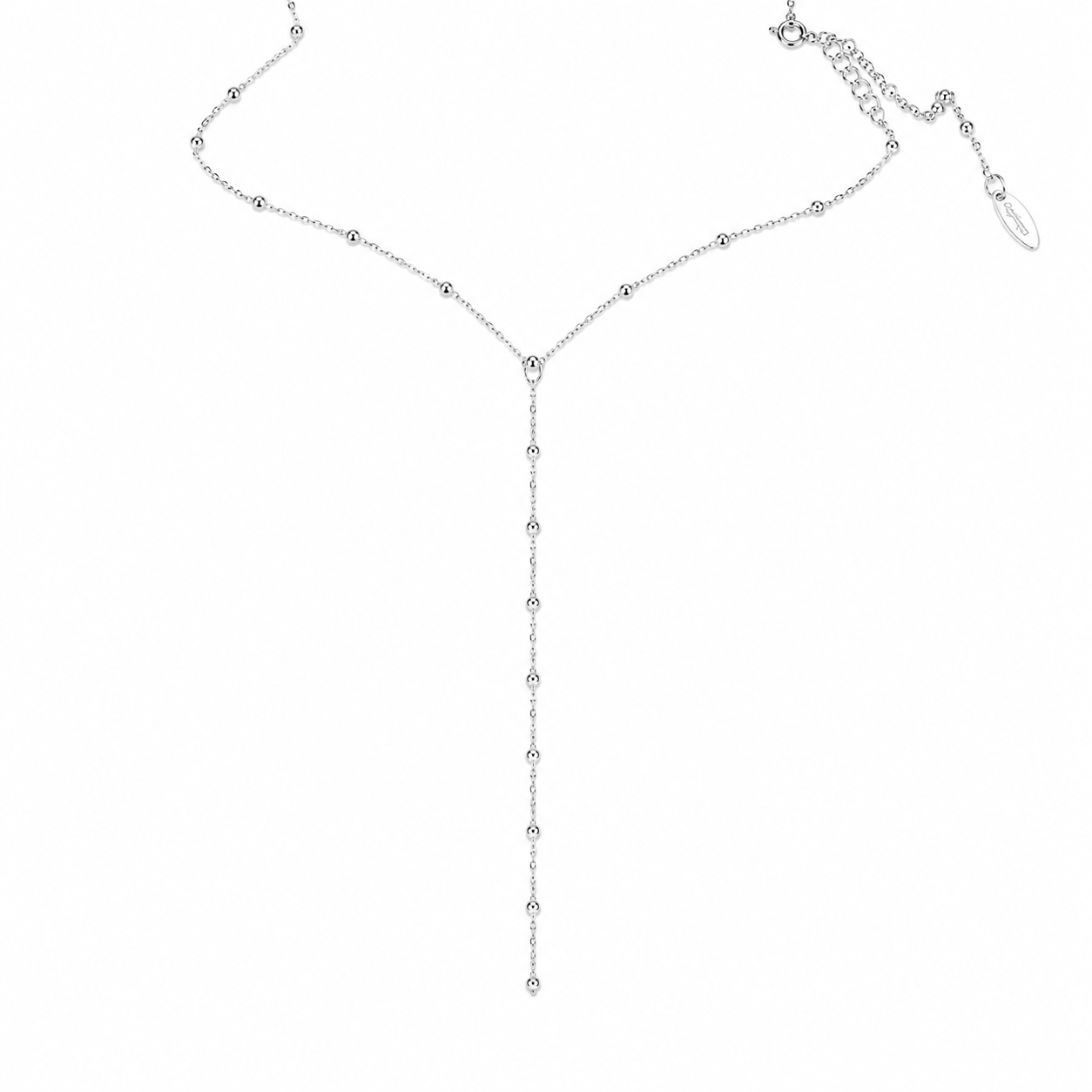 Collana Lunga con Sfere Lucide in  Argento