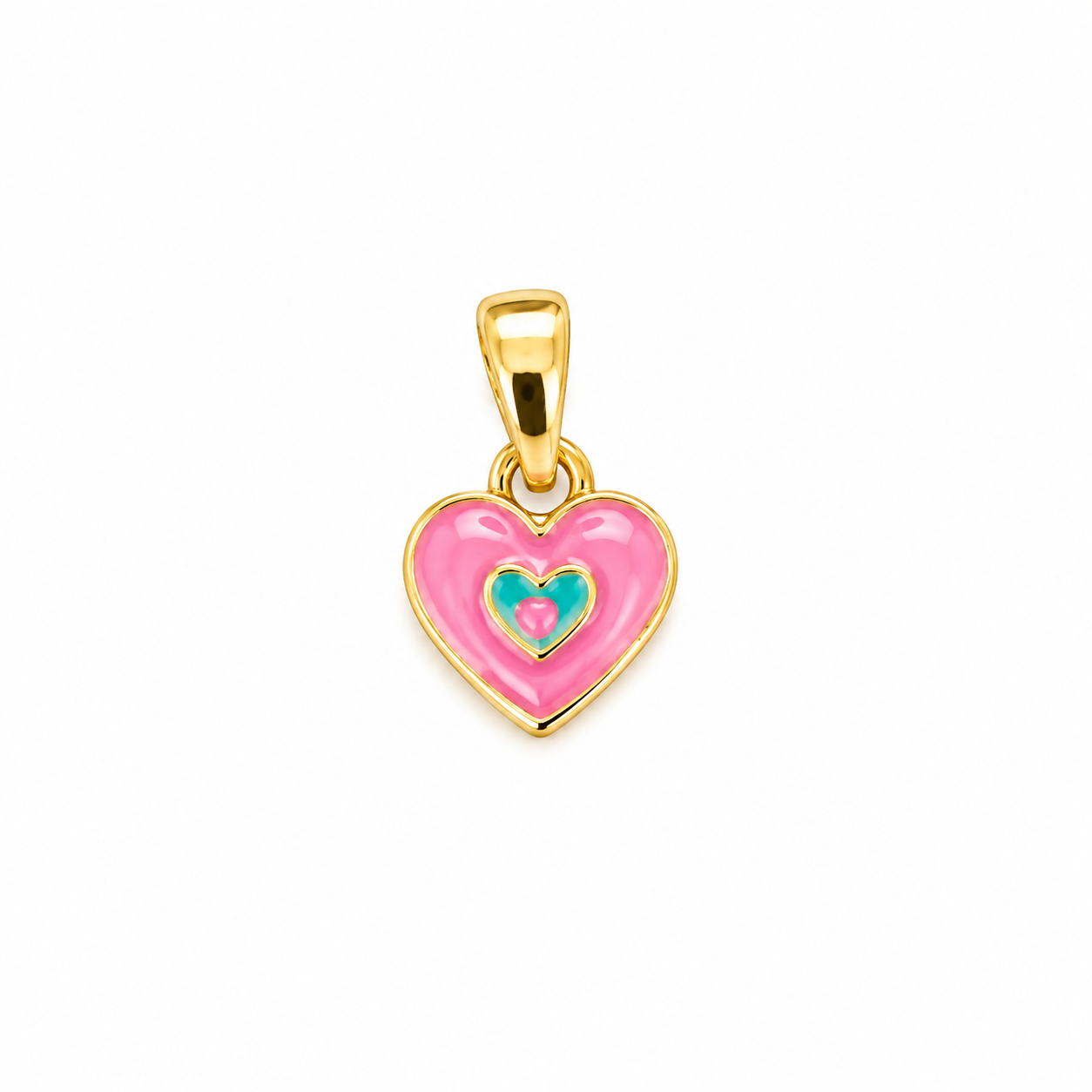 Ciondolo Cuore Smaltato in  Oro.