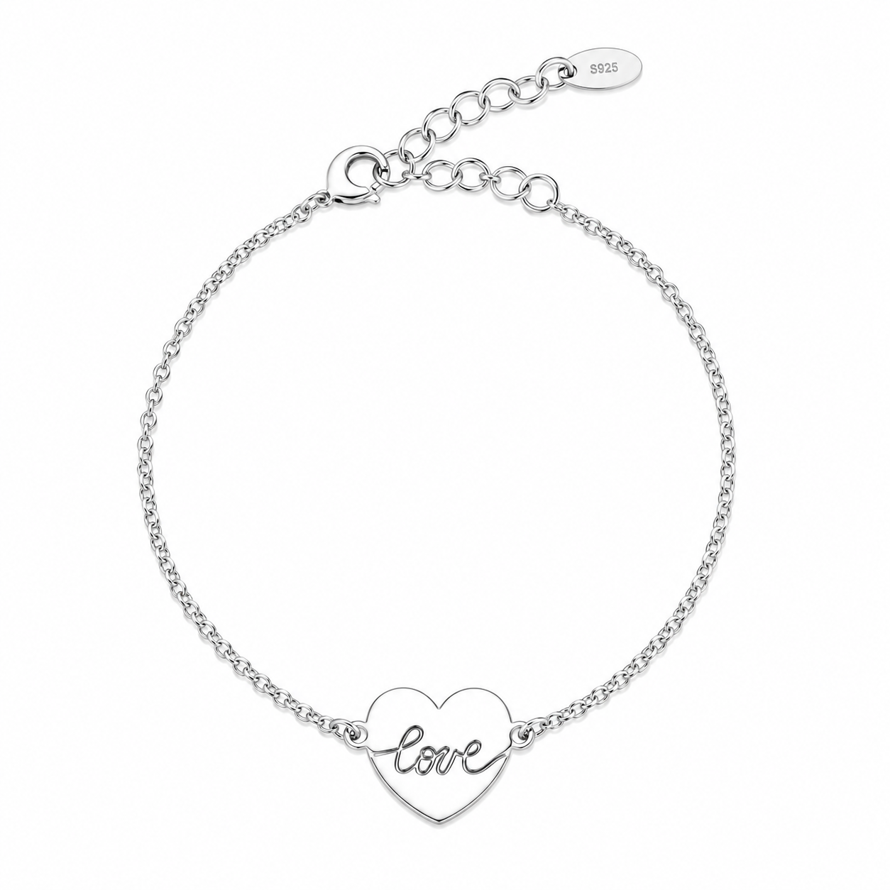 Bracciale "Love" a Cuore in Argento