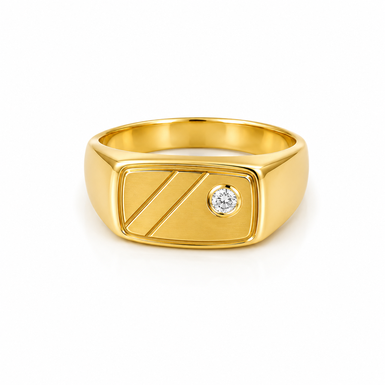 Anello Scudo Chevalier in Oro Giallo 9KT con Zircone