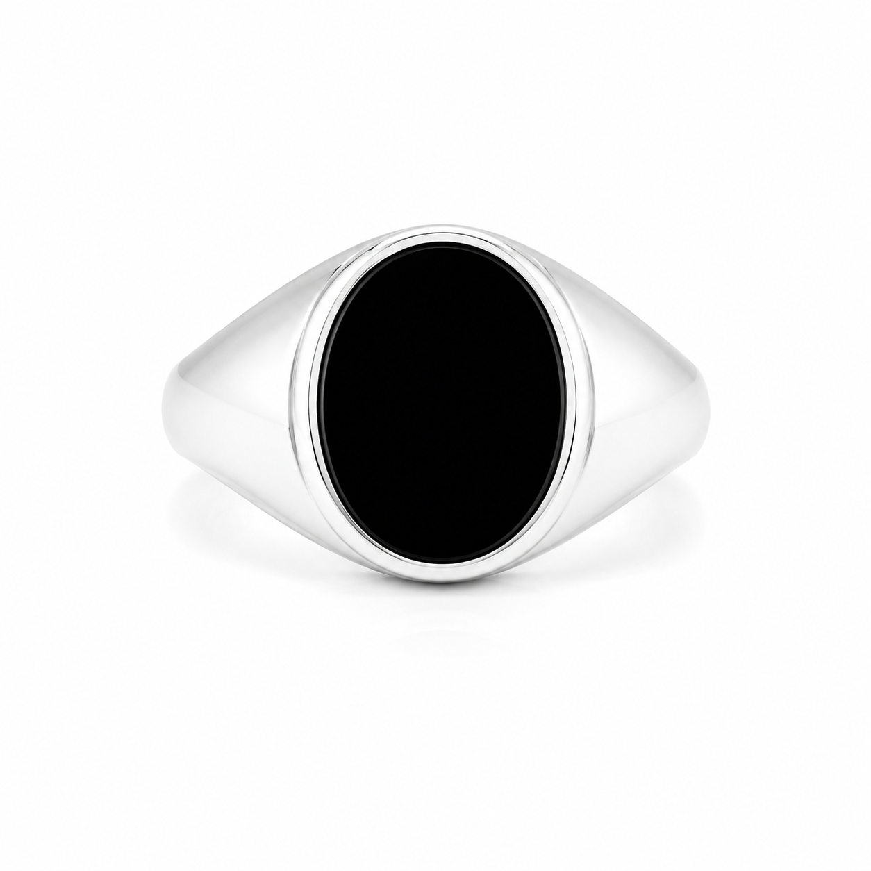 Anello Scudo Ovale Nero in Argento