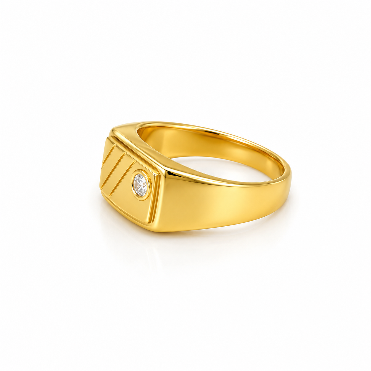 Anello Scudo Chevalier in Oro Giallo 9KT con Zircone
