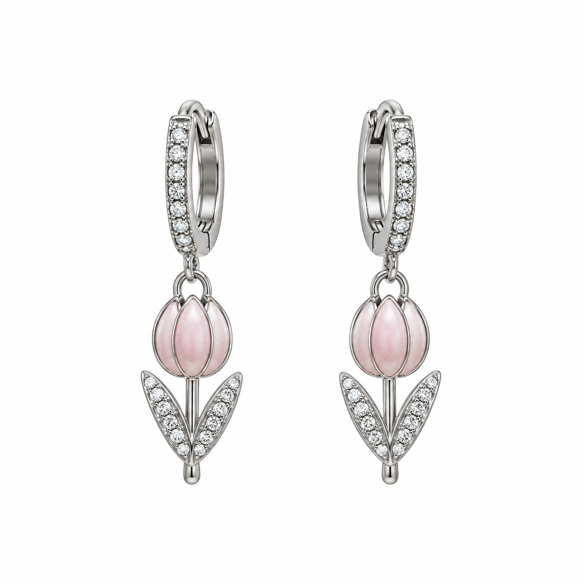 Orecchini Tulipano Rosa in Acciaio