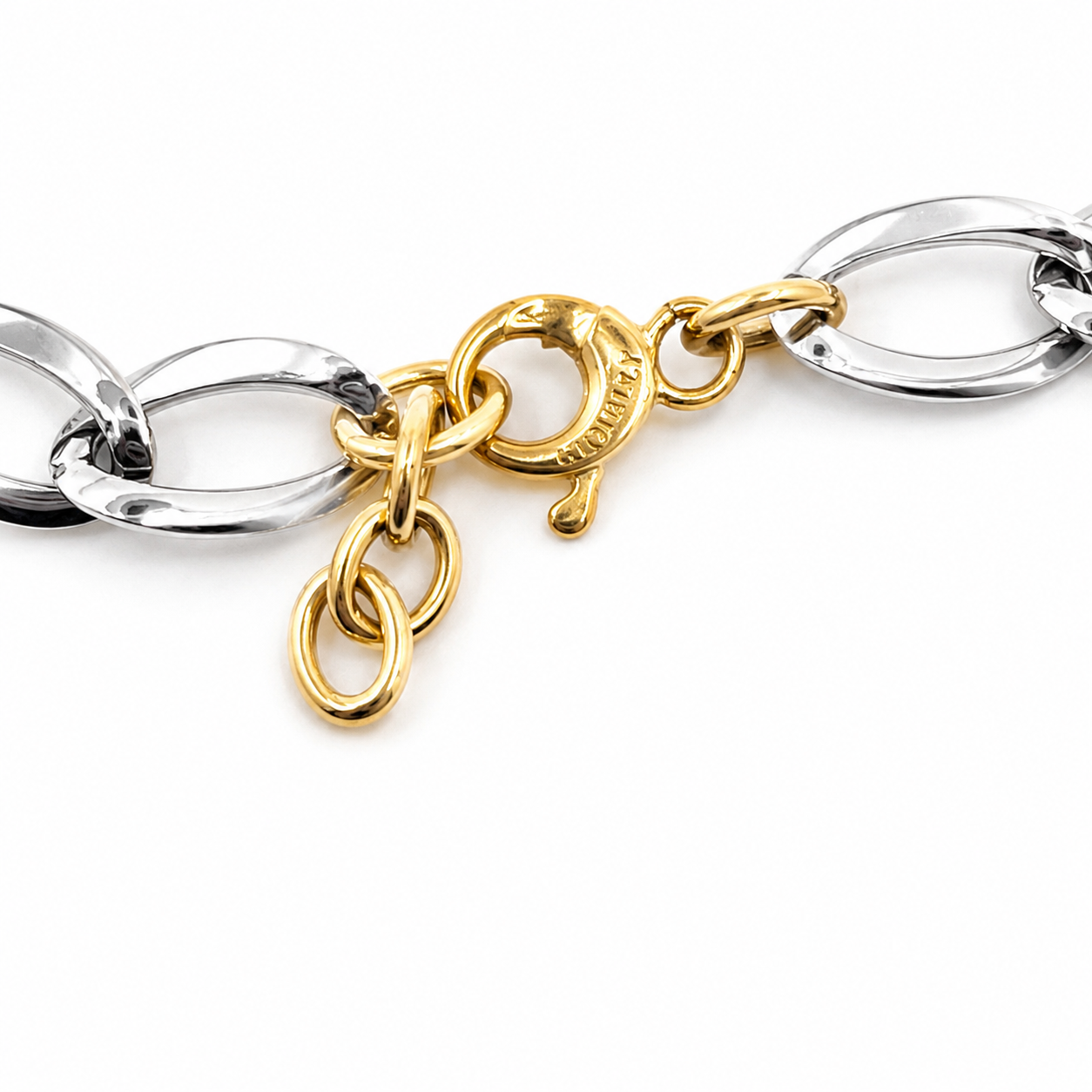 Bracciale Maglia Bicolore Fantasia in Oro Bianco e Giallo