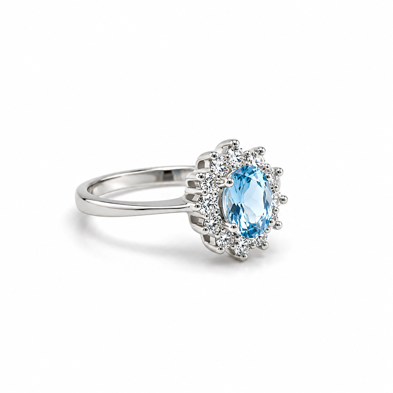 Anello Oro 9Kt con Zirconi Azzurro e Bianchi