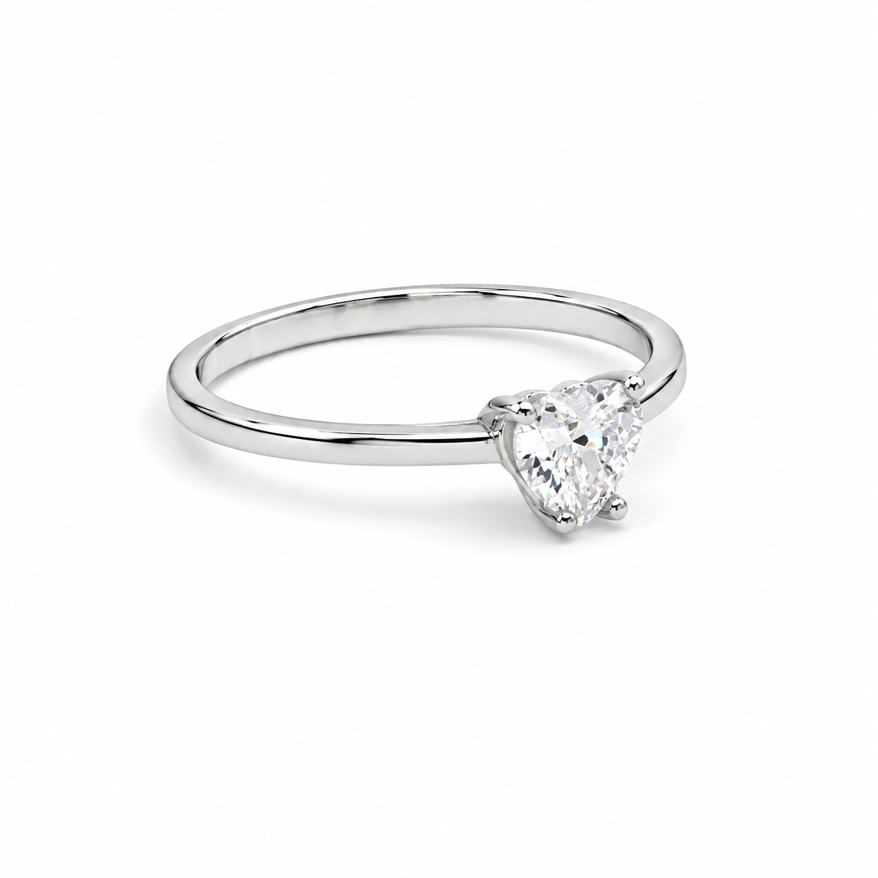 Anello Cuore in Oro Bianco 9Kt con Zircone
