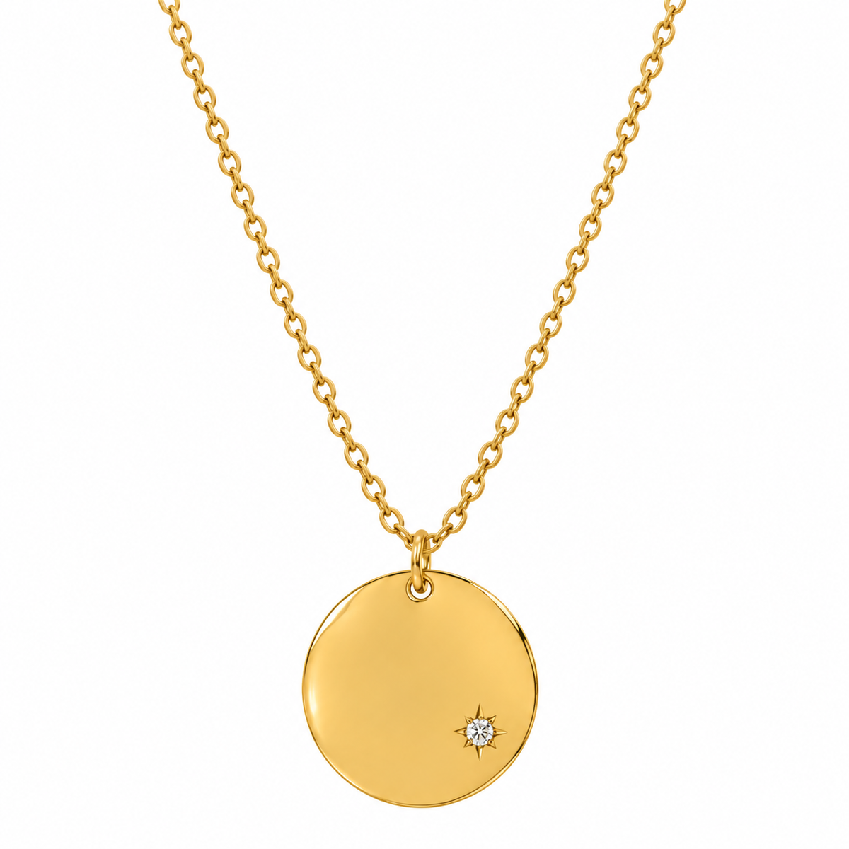 Collana Stella Incisa in Acciaio Dorato
