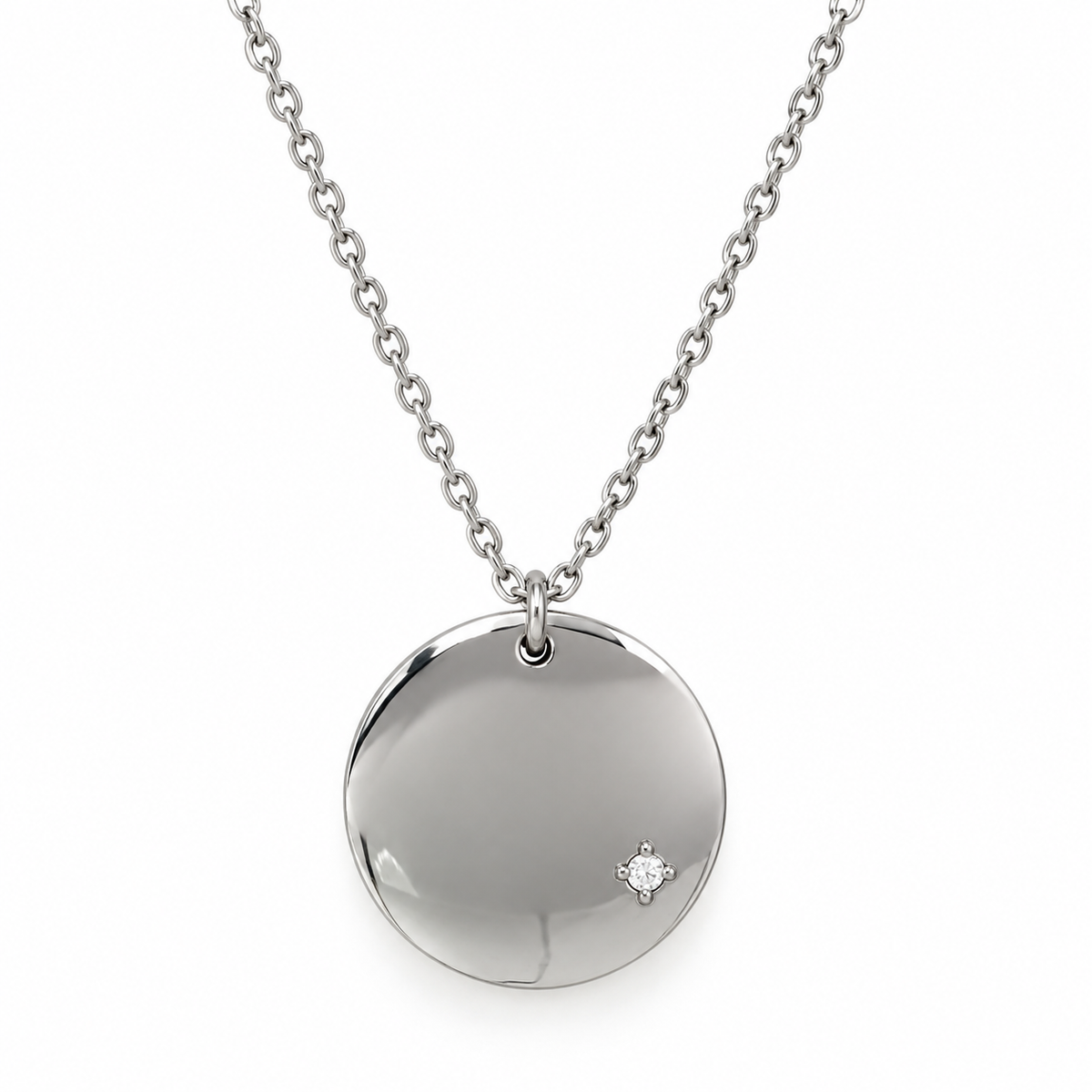Collana in acciaio con ciondolo rotondo